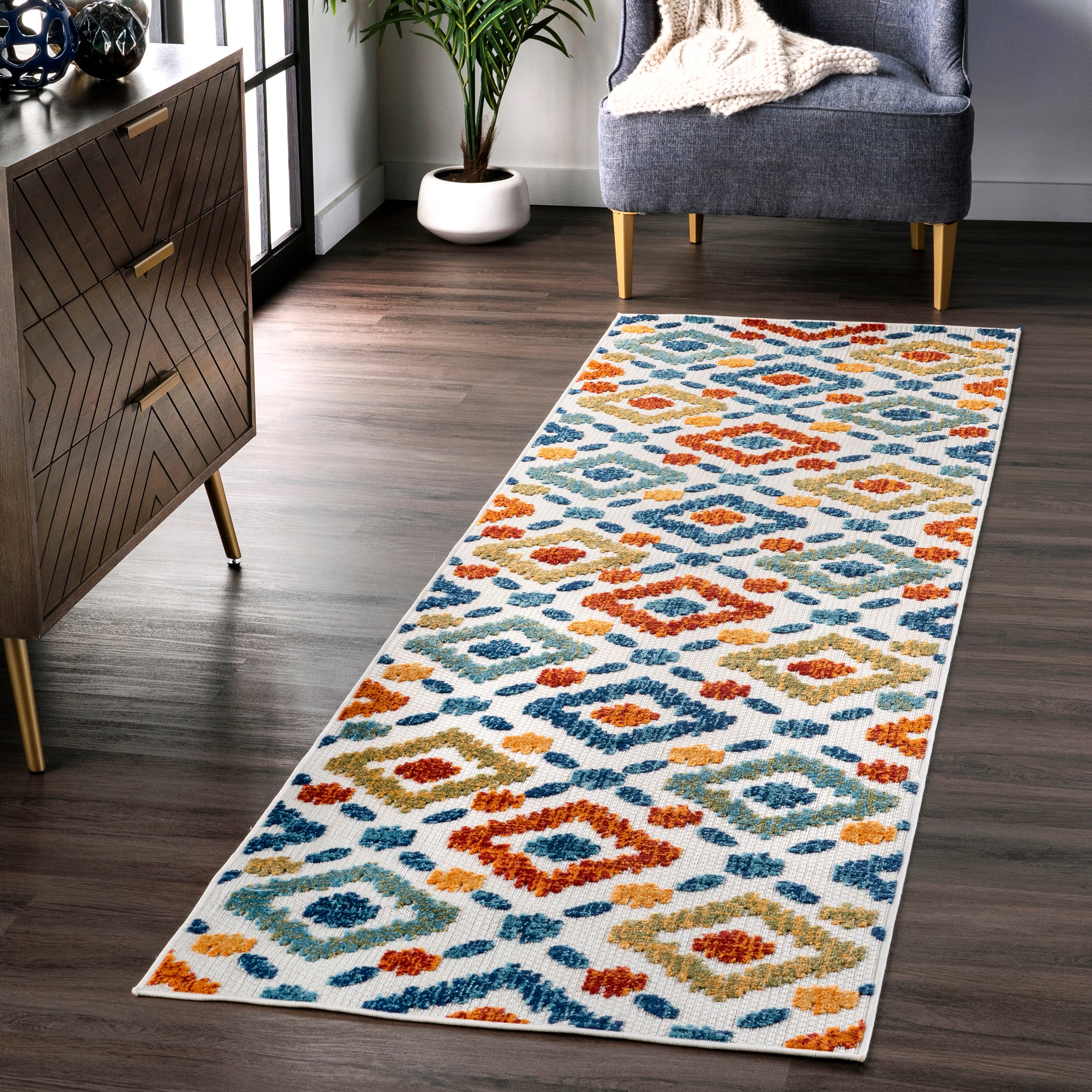 Indoor/Outdoor Transitional Labyrinth Area Rug - Image 11