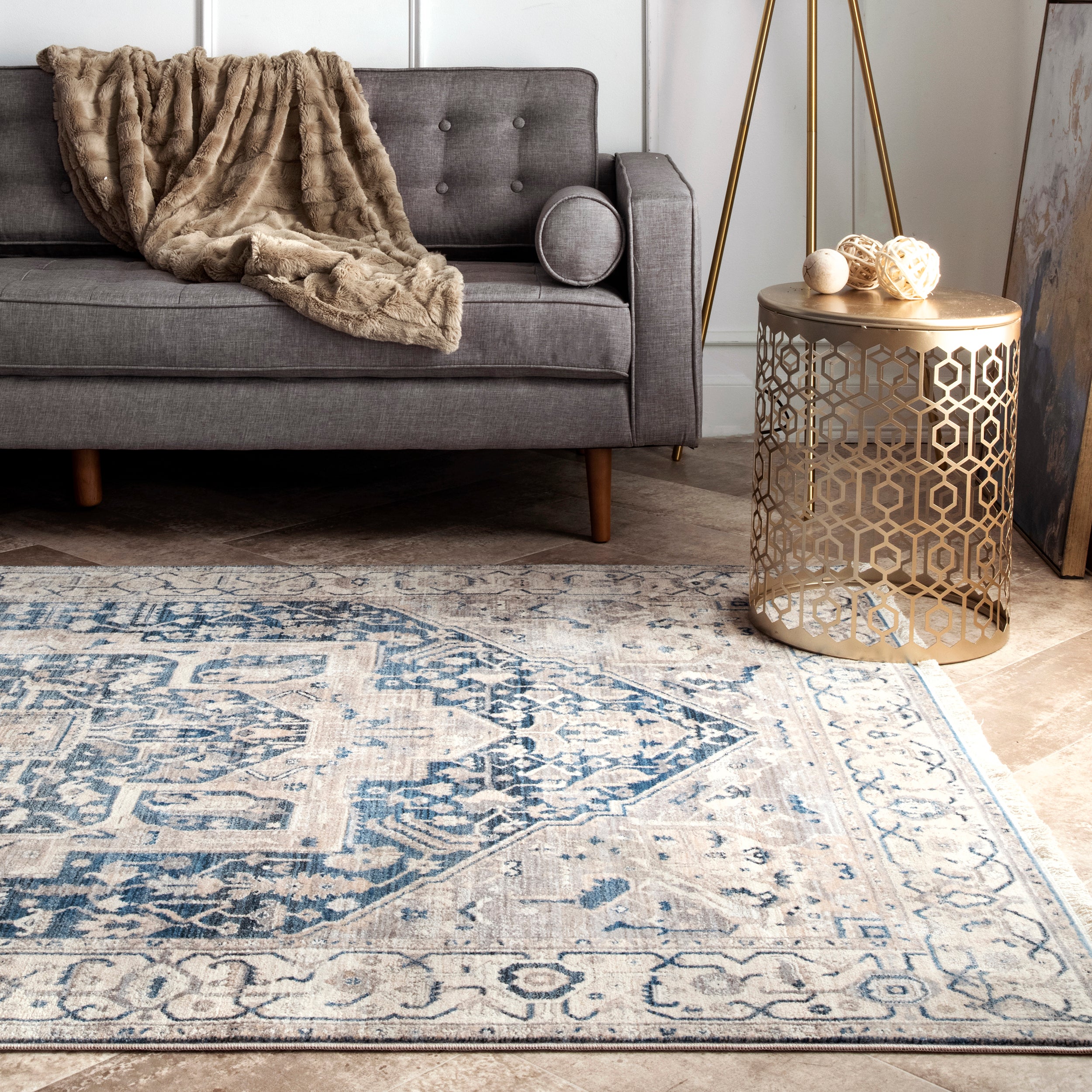 Harriet Vintage Medallion Fringe Area Rug - Image 7