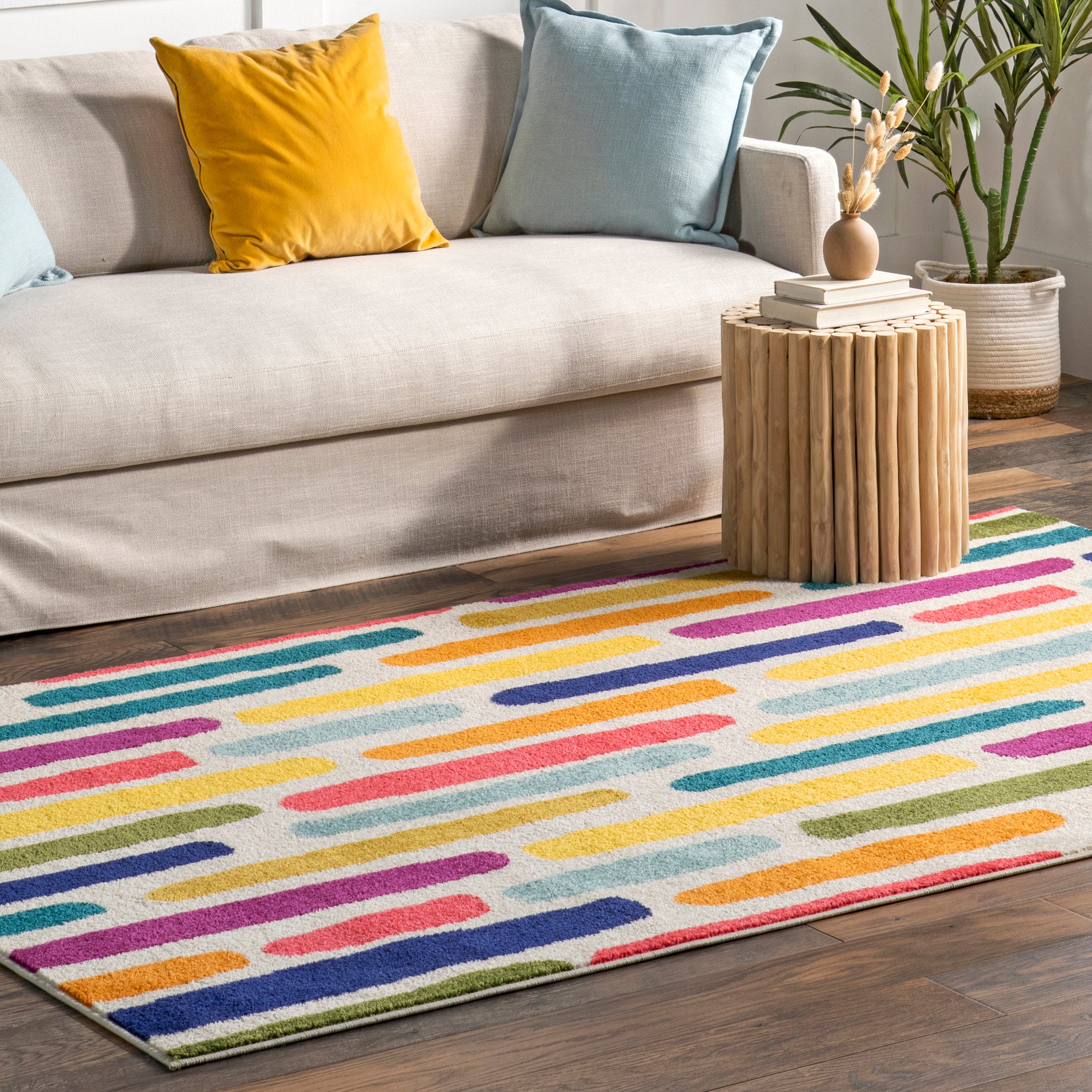 Thick Colorful Stripes Kids Area Rug - Image 9