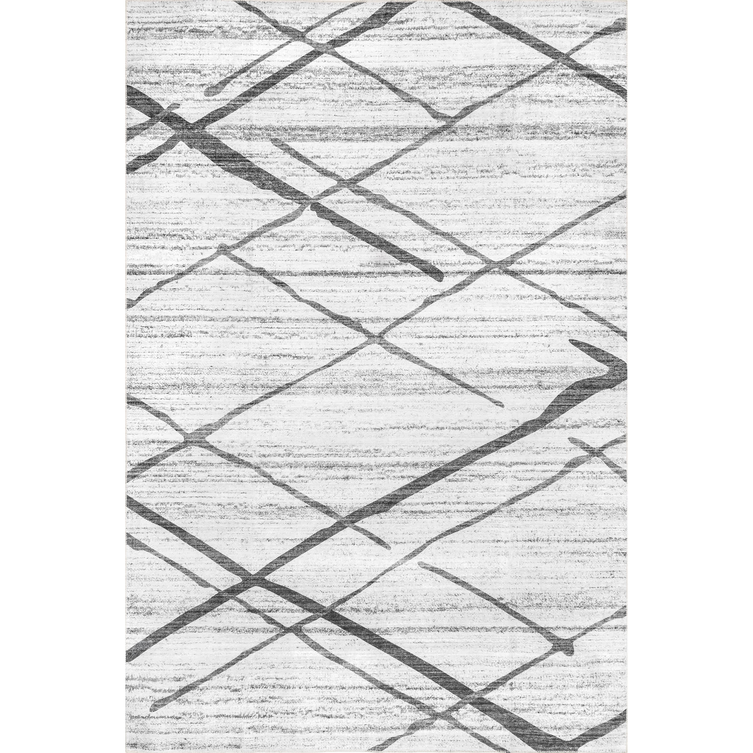 Trellis Stripes Machine Washable Area Rug