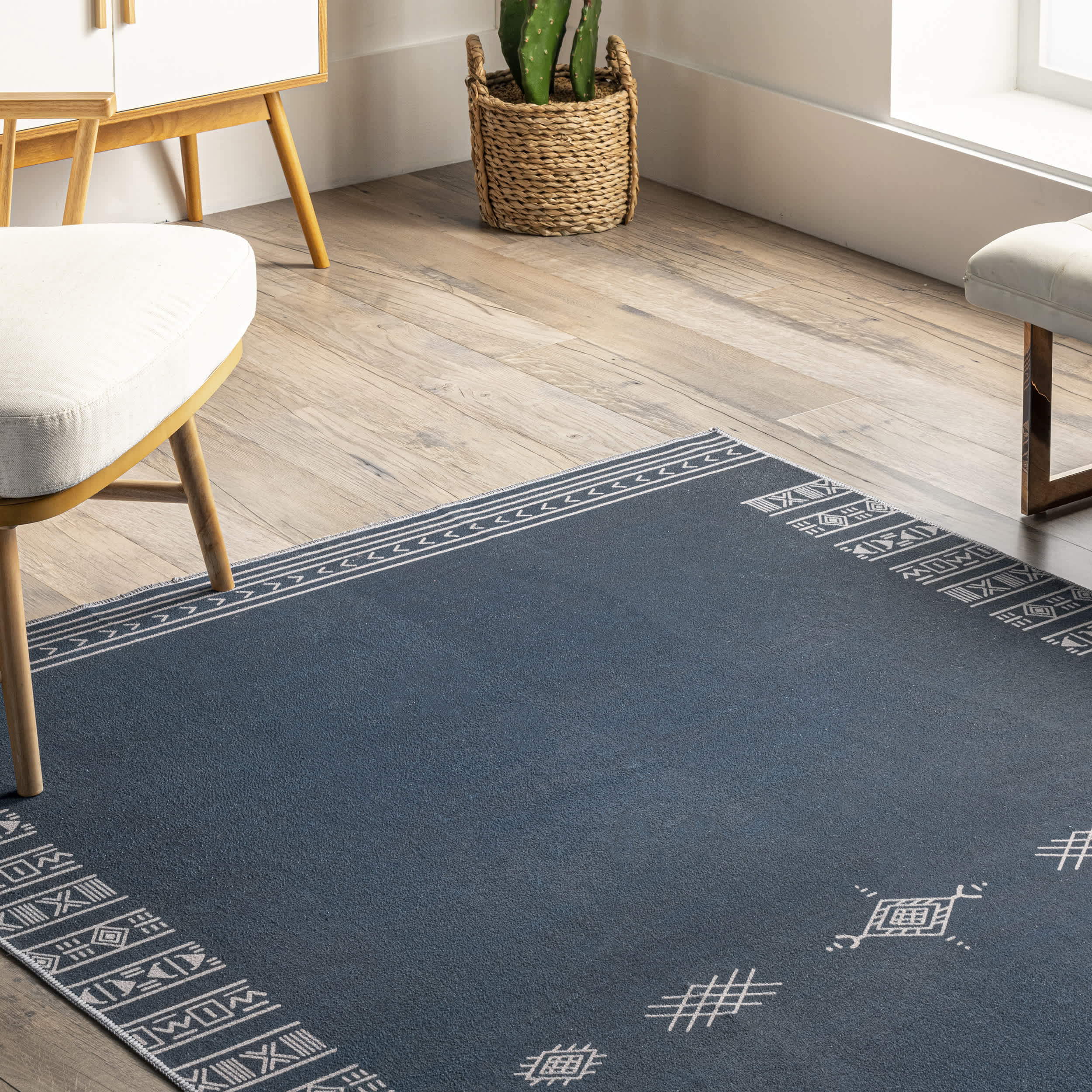 Arina Machine Washable Global Inspired Simplistic Tribal Area Rug - Image 9