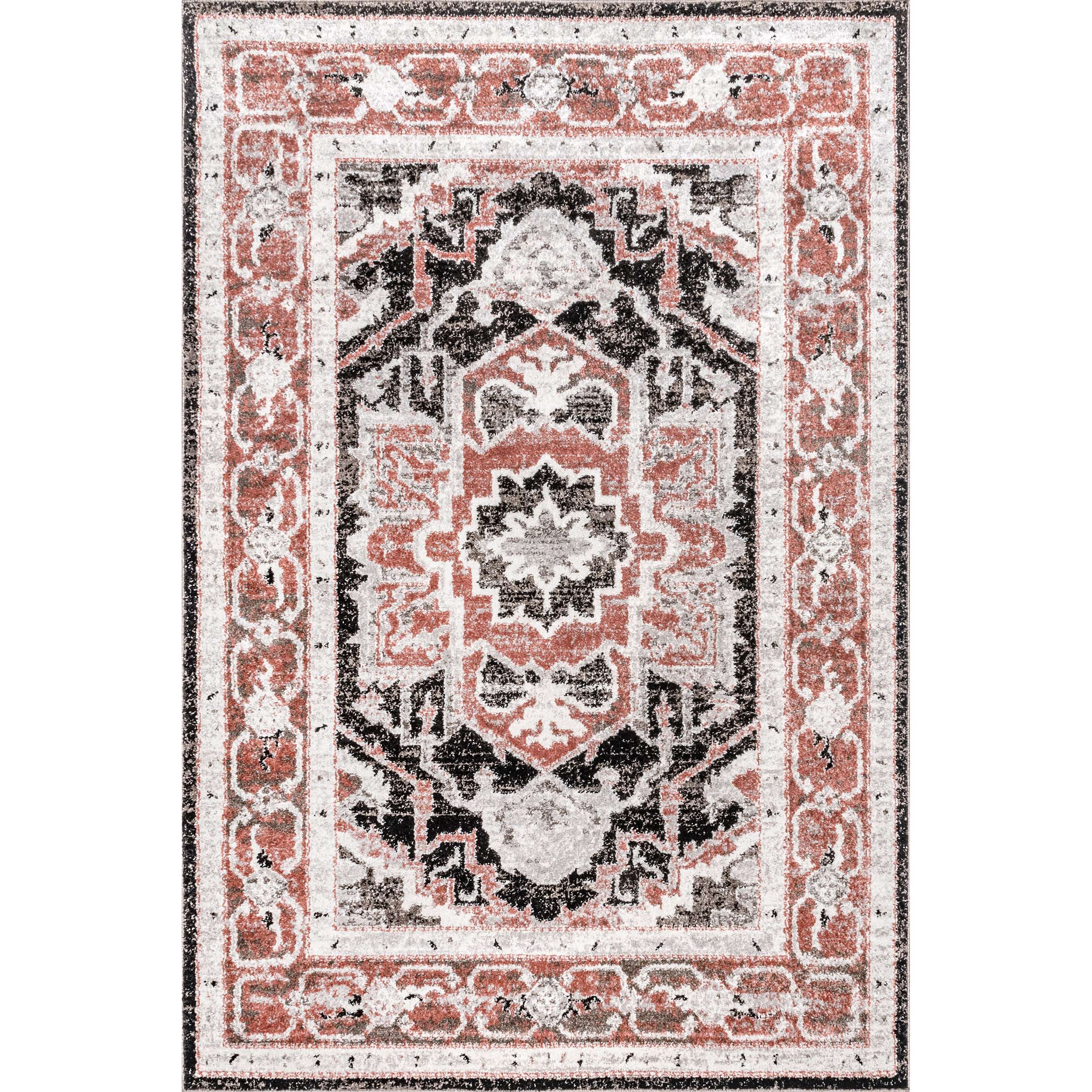 Deanna Distressed Traditional Medallion Cotton Blend Area Rug