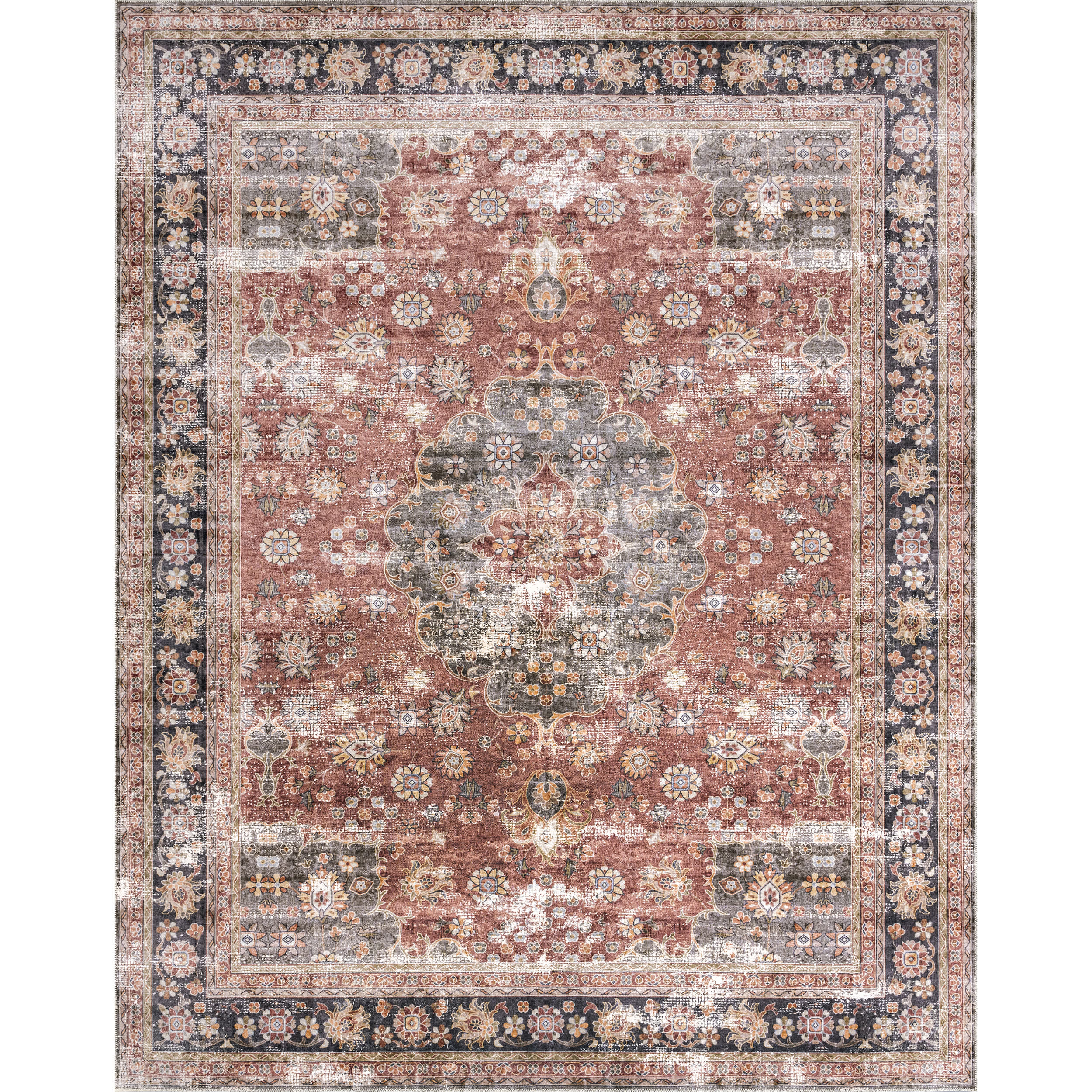 Emelina Traditional Persian Machine Washable Area Rug
