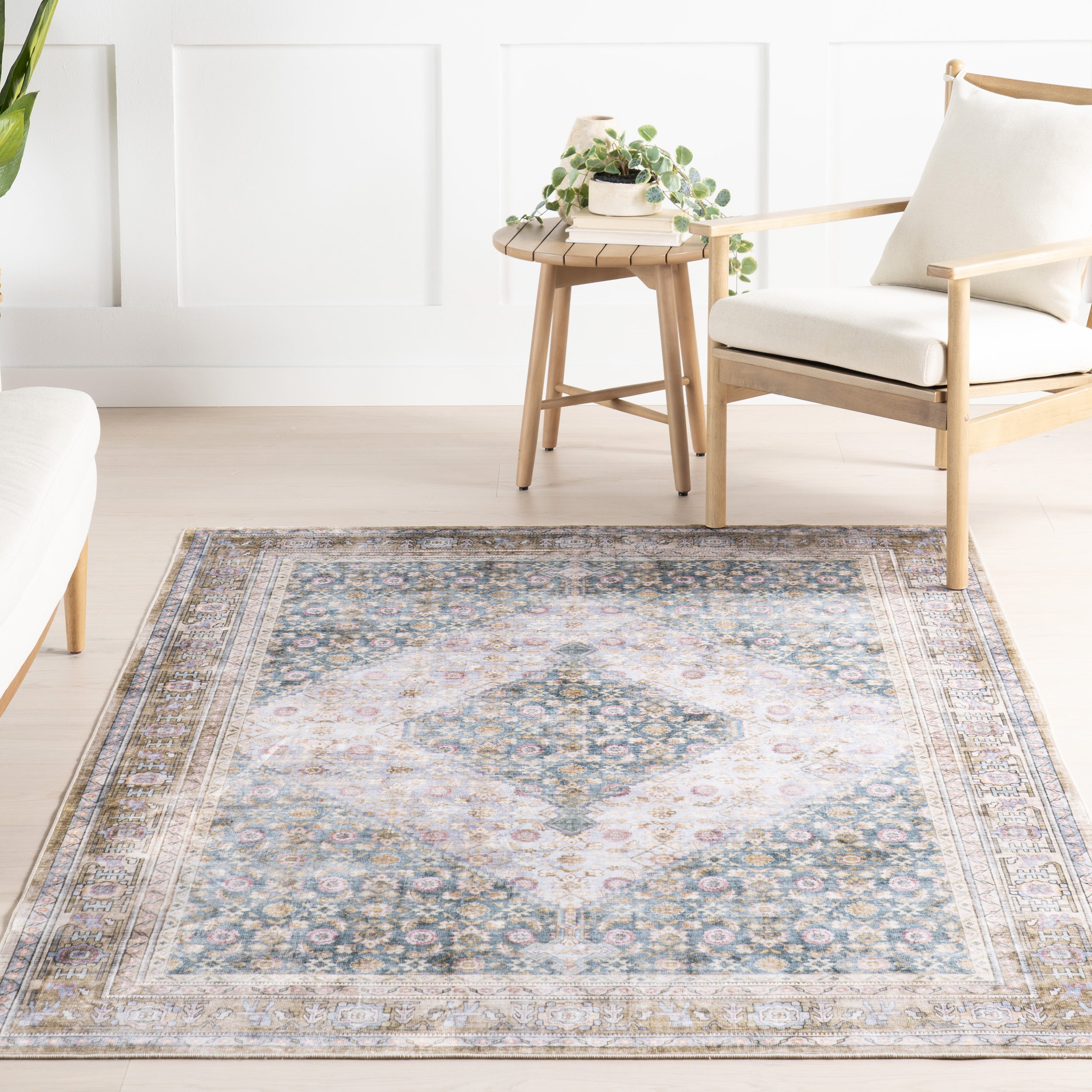 Caius Faded Medallion Machine Washable Area Rug - Image 9