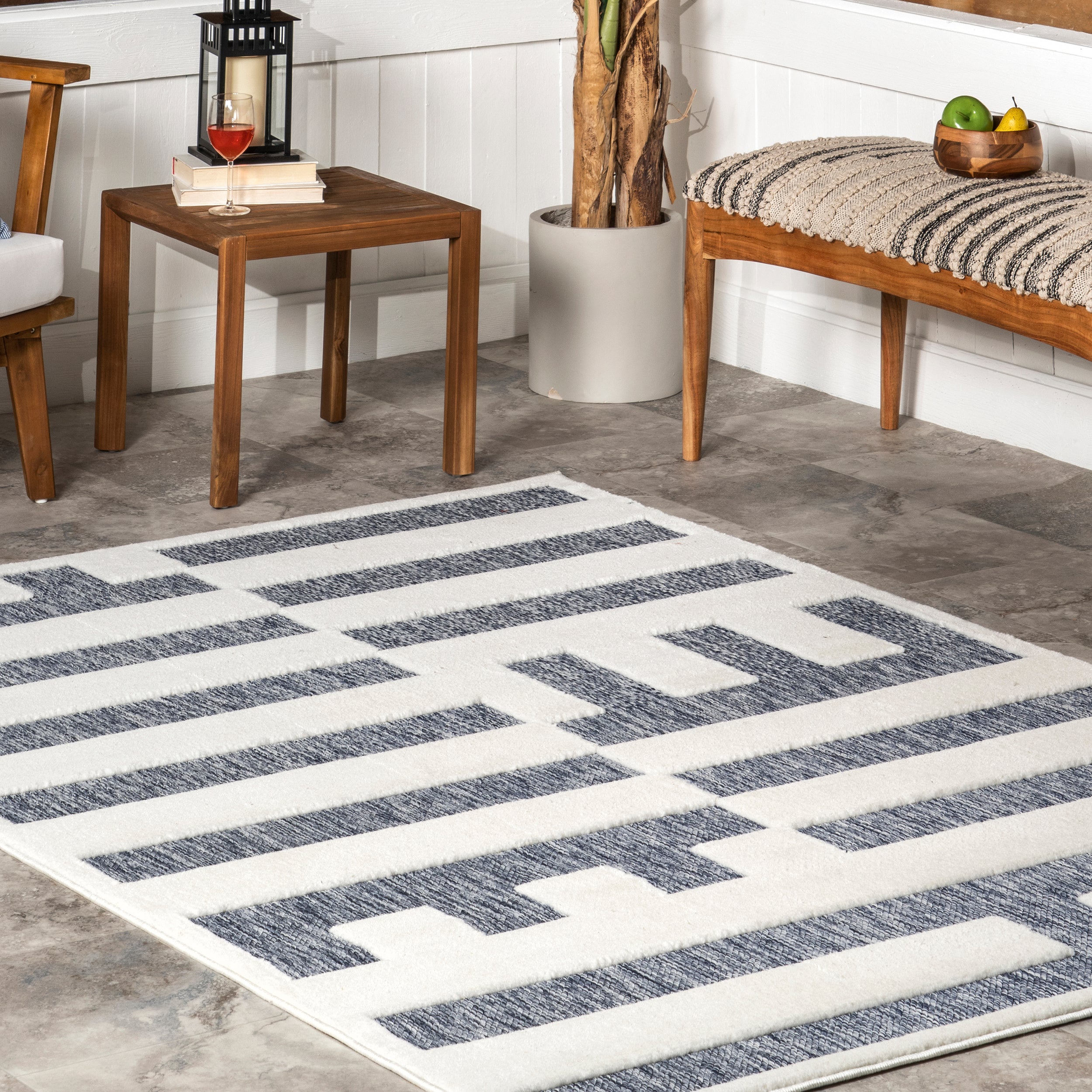 Neri Modern Bars Indoor/Outdoor Area Rug - Image 9