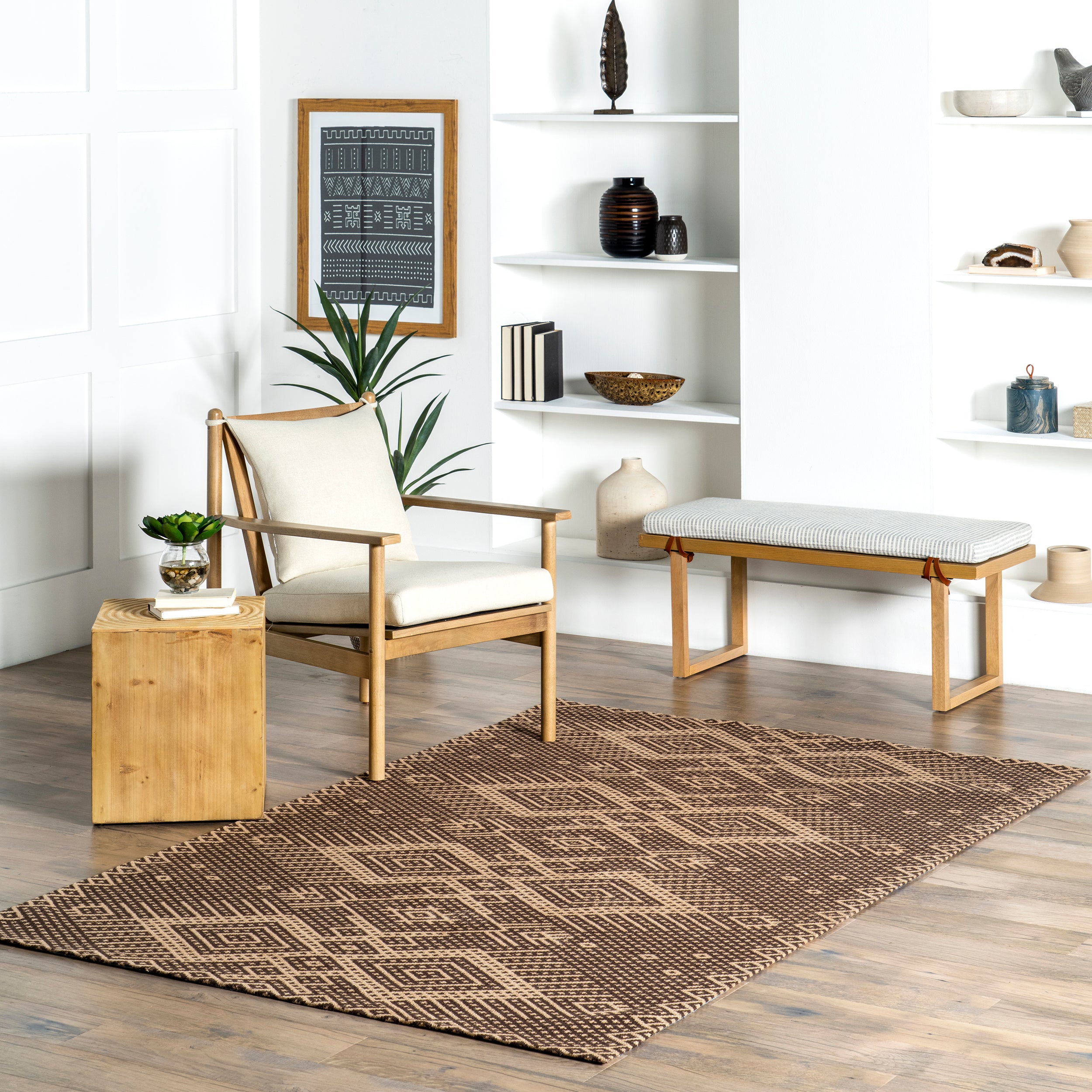 Leith Geometric Cotton-Blend Area Rug - Image 2