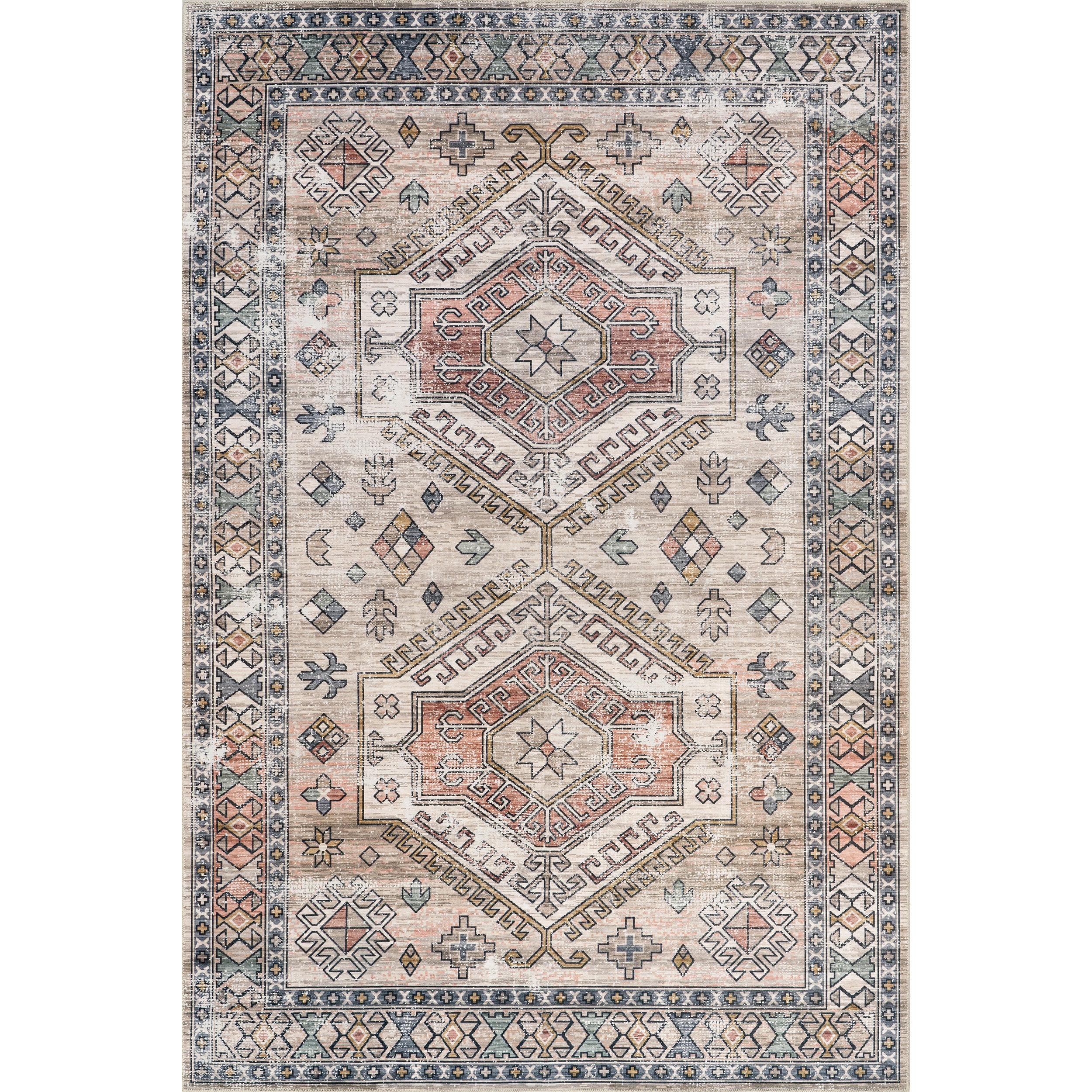 Benoite Splashguard Medallion Machine Washable Area Rug