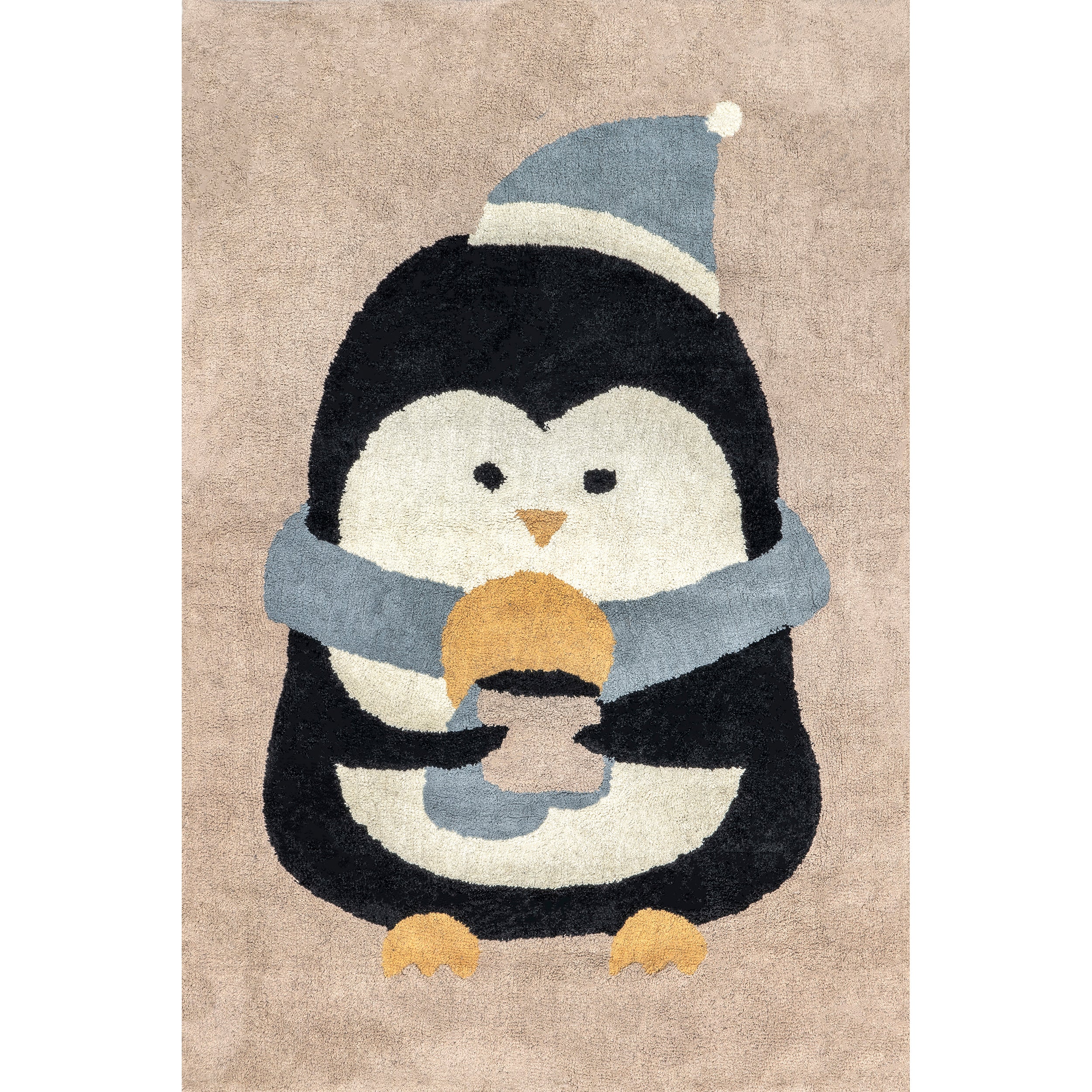 Mosby Penguin Machine Washable Kids Area Rug