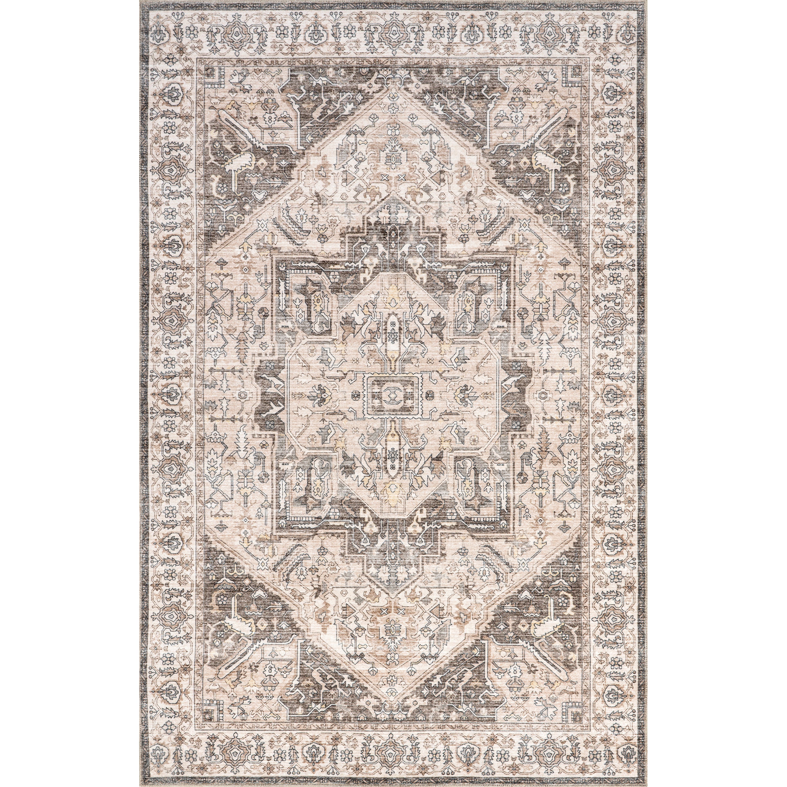 Brielle Machine Washable Vintage Medallion Area Rug - Image 14