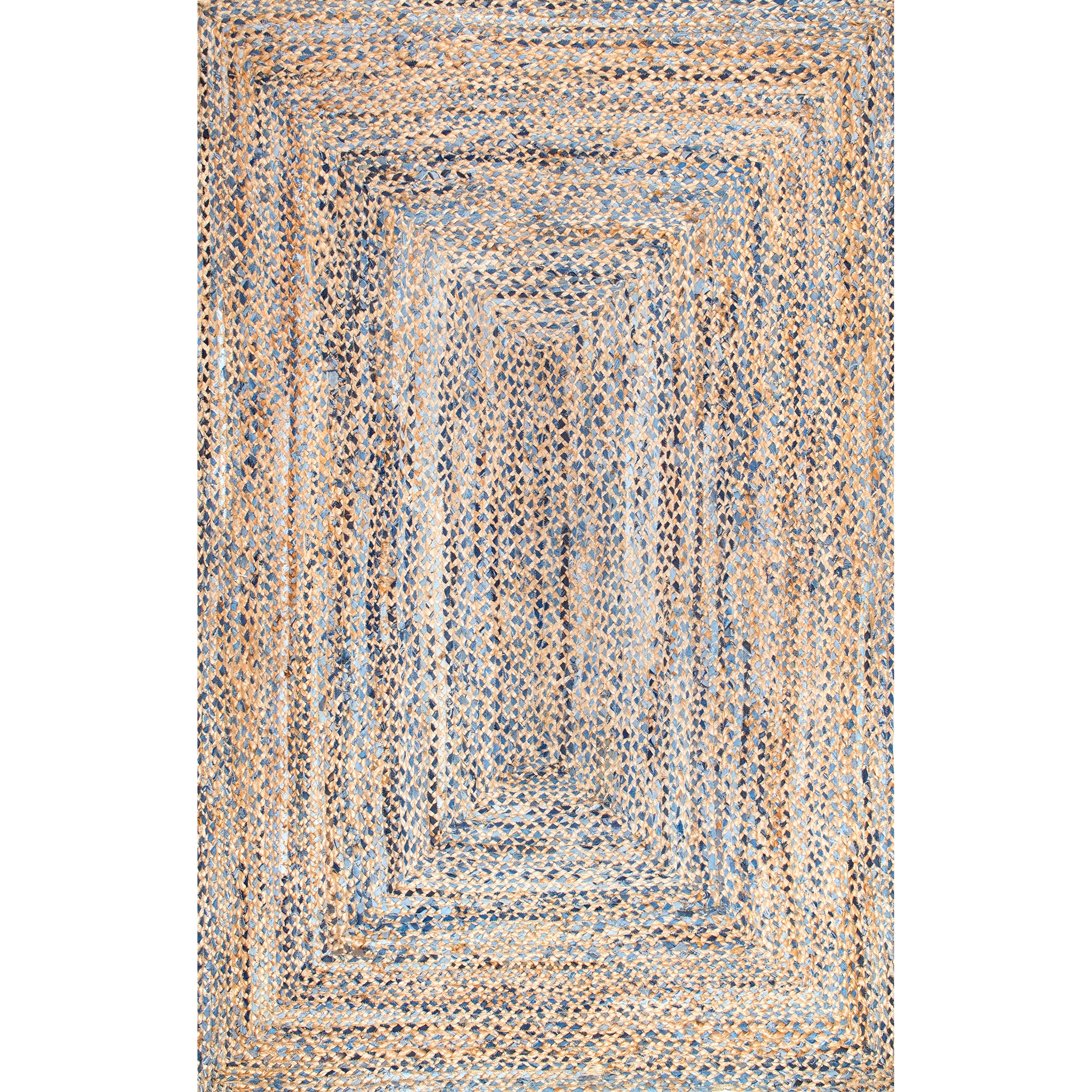 Eliz Braided Denim and Jute Area Rug