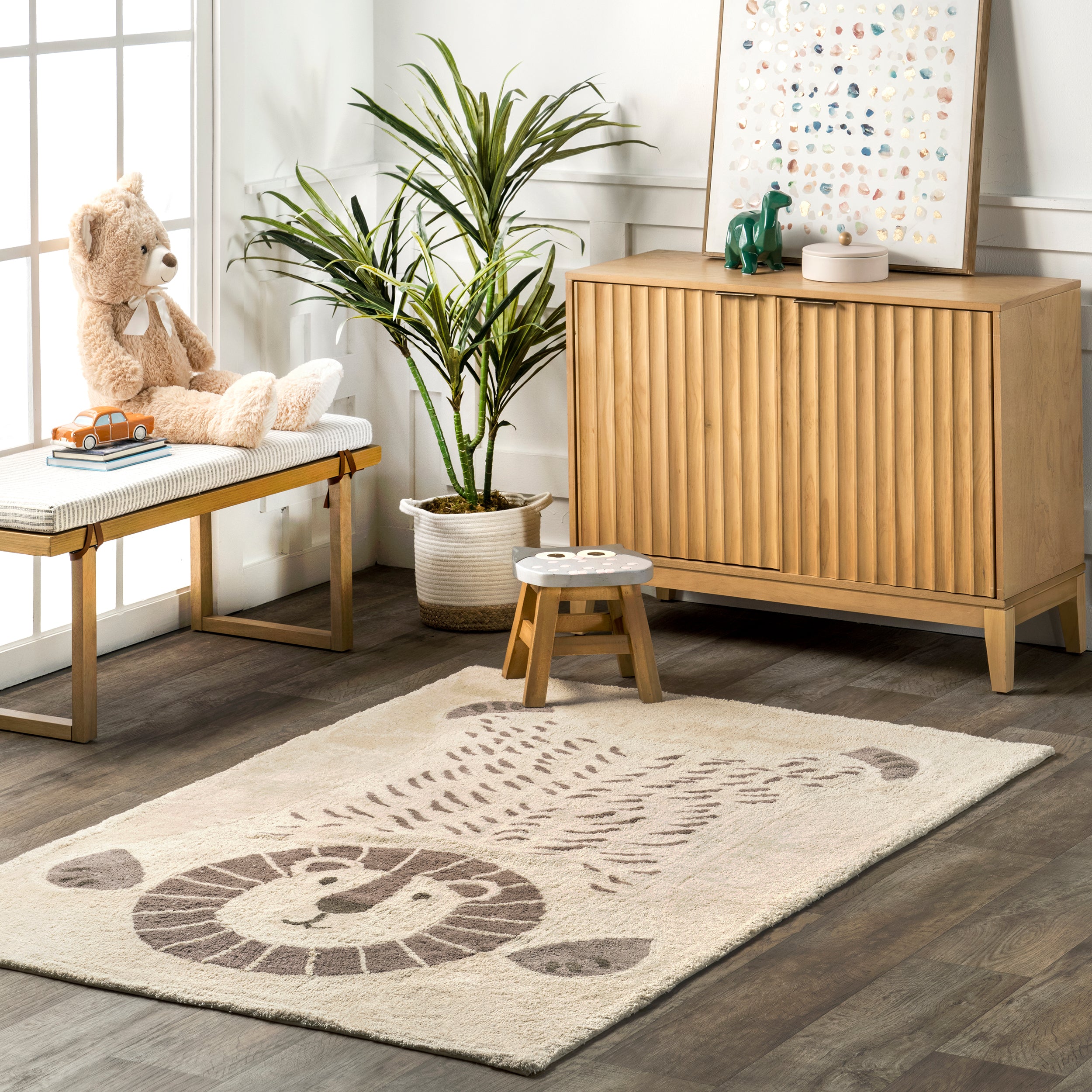 Mirelle Lion Machine Washable Kids Area Rug - Image 2
