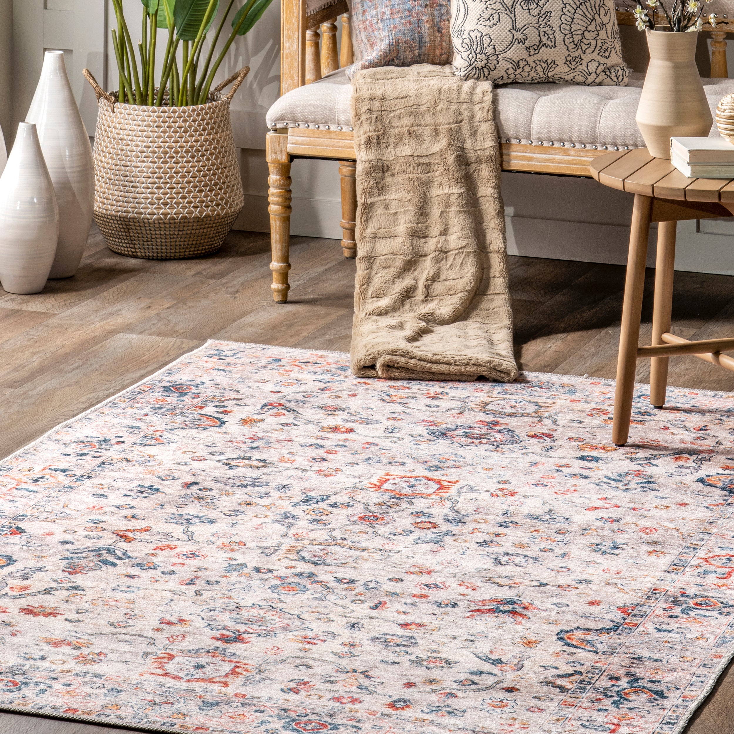 Liza Traditional Faded Cotton Area Rug - Image 9