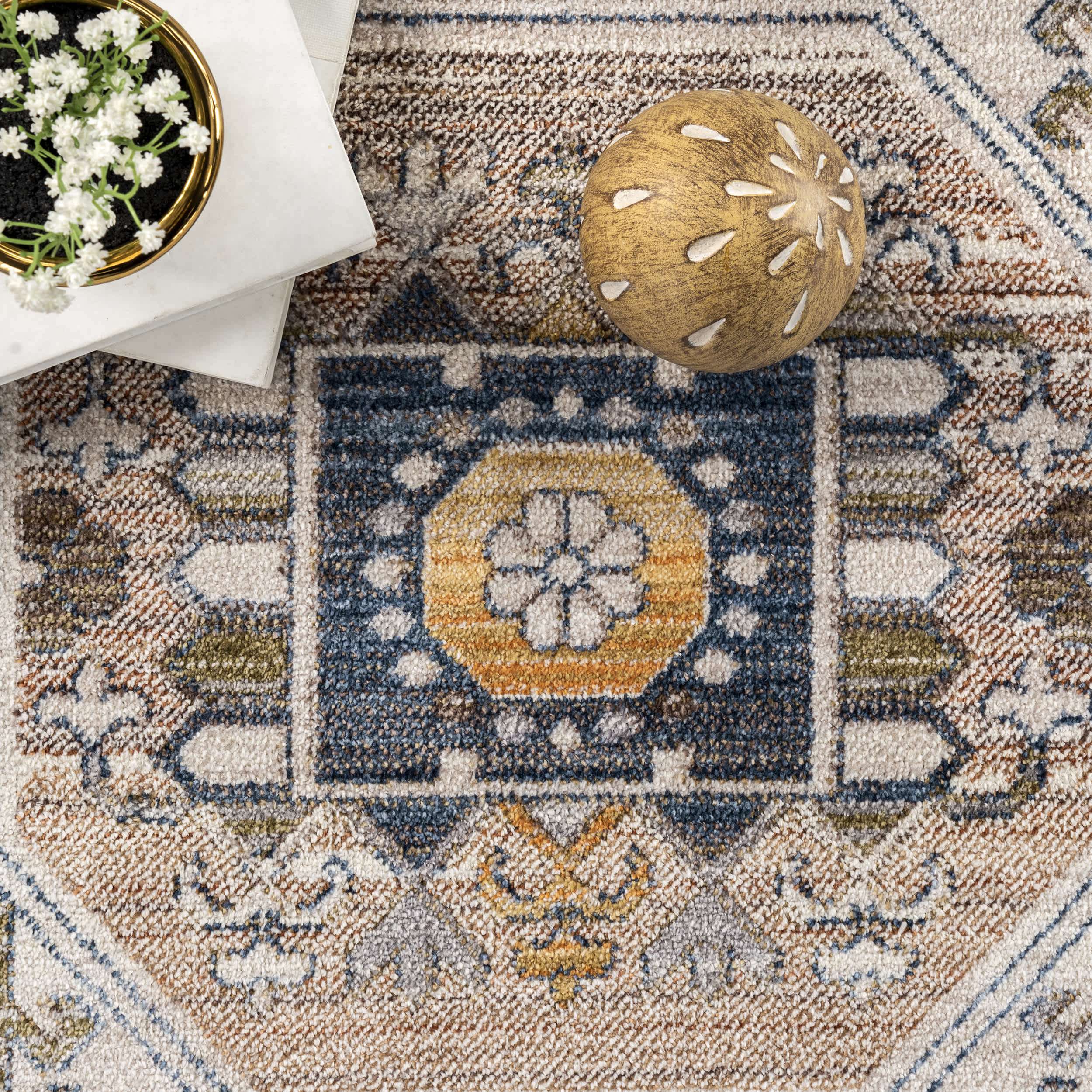 Jocelyn Global Inspired Medallion Fringe Area Rug - Image 6