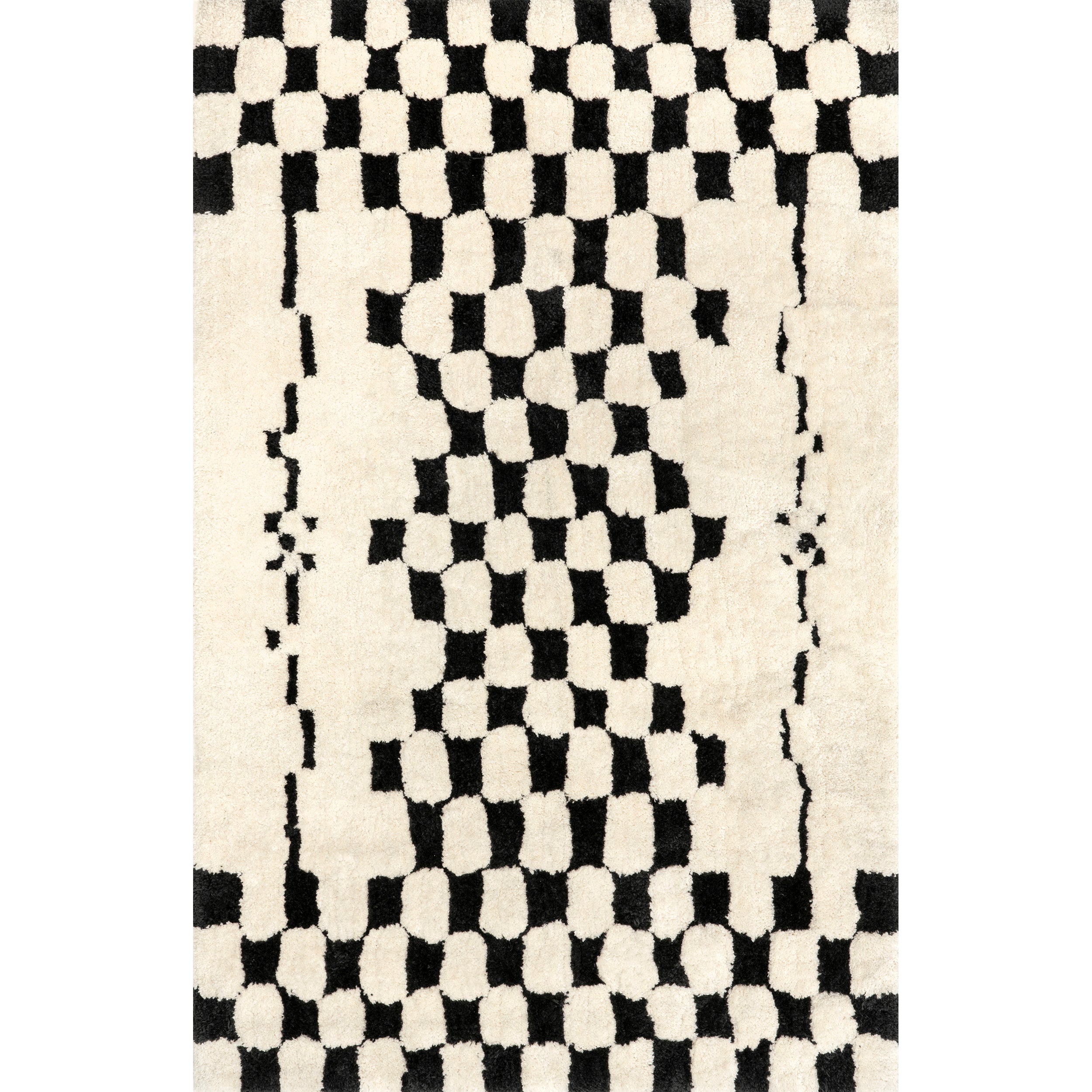 Nathalie Modern Checkered Shag Area Rug