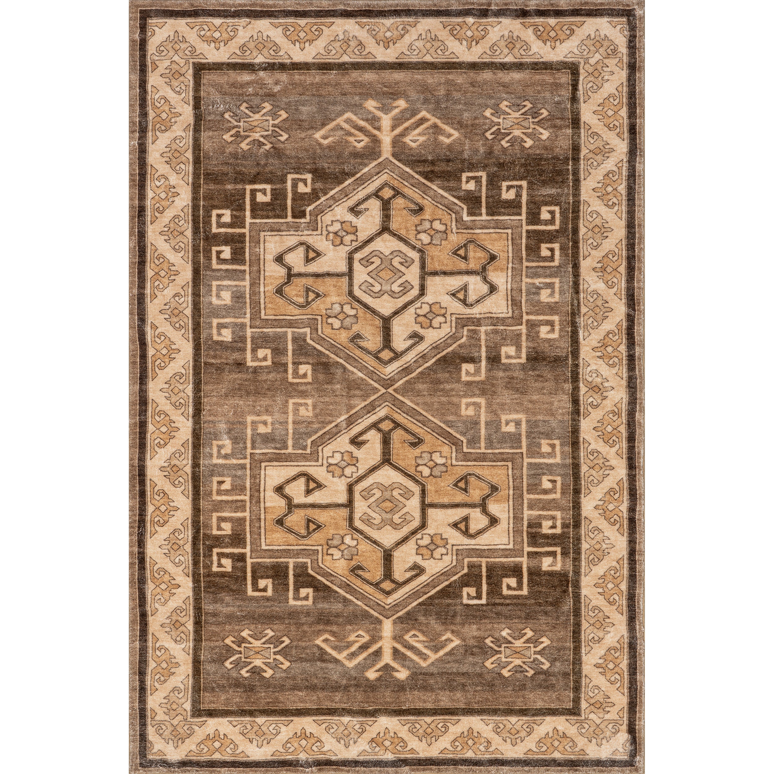 Peony Traditional Medallion Machine Washable Area Rug