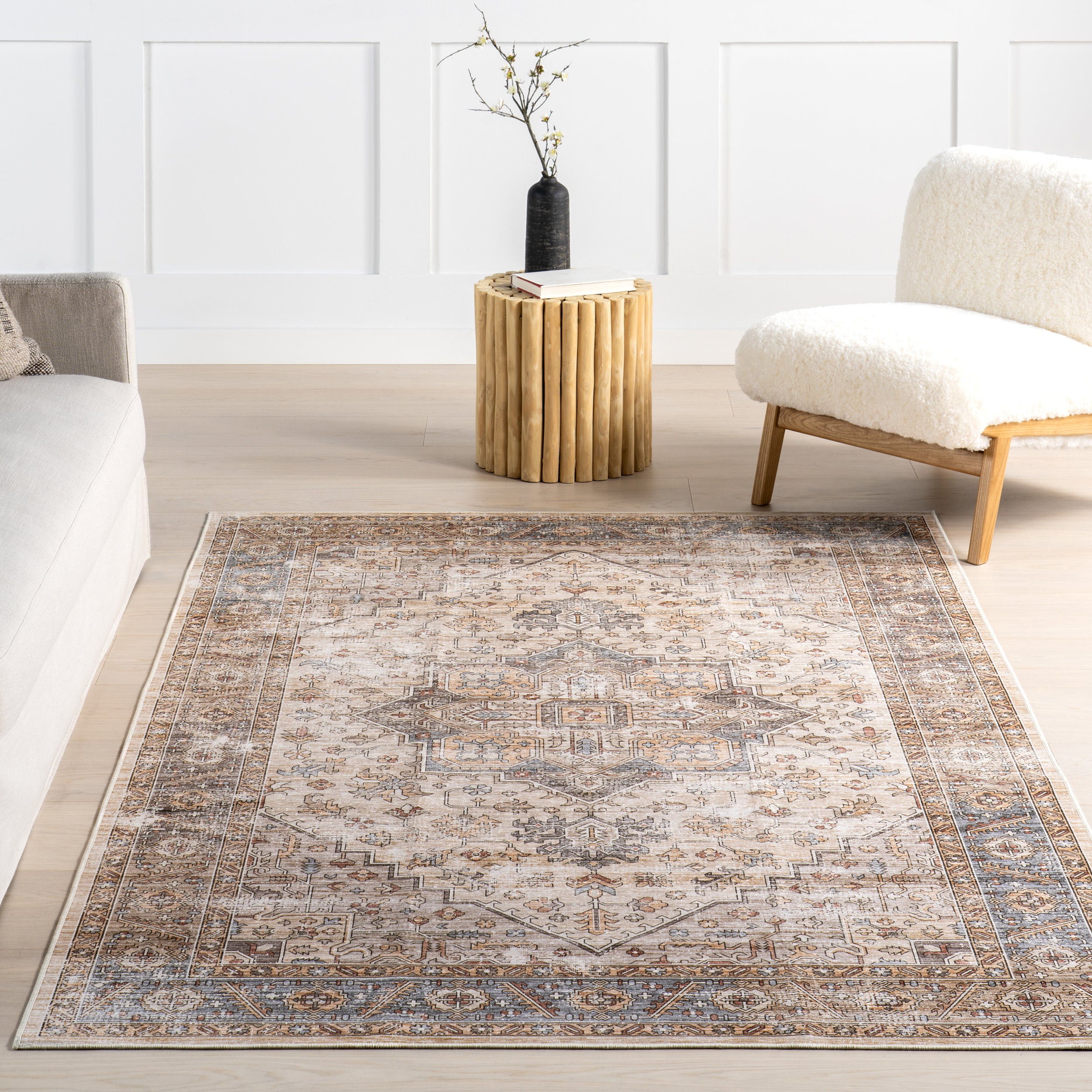 Purnima Medallion Spill Proof Machine Washable Area Rug - Image 9