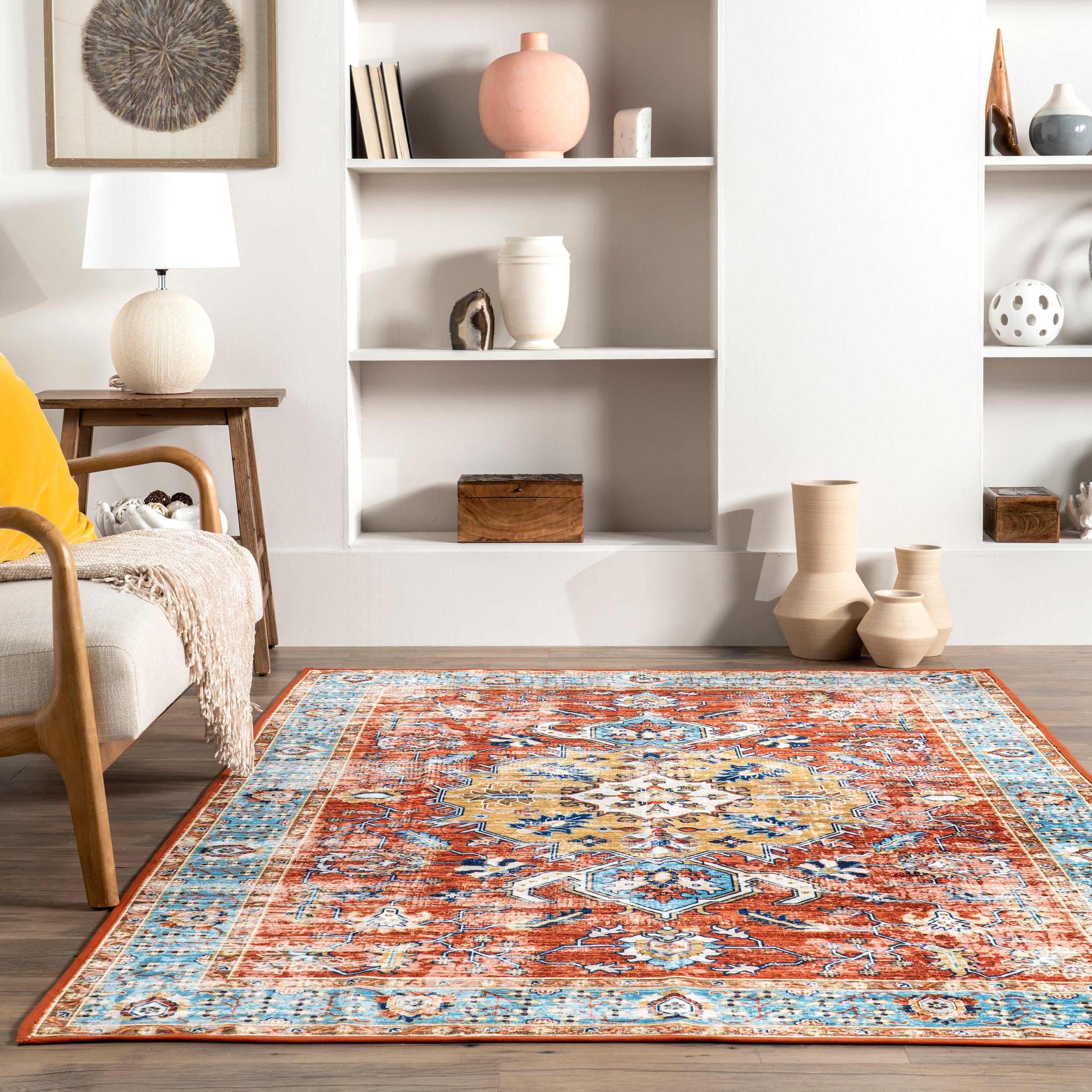 Edina Traditional Faded Machine Washable Area Rug - Image 8