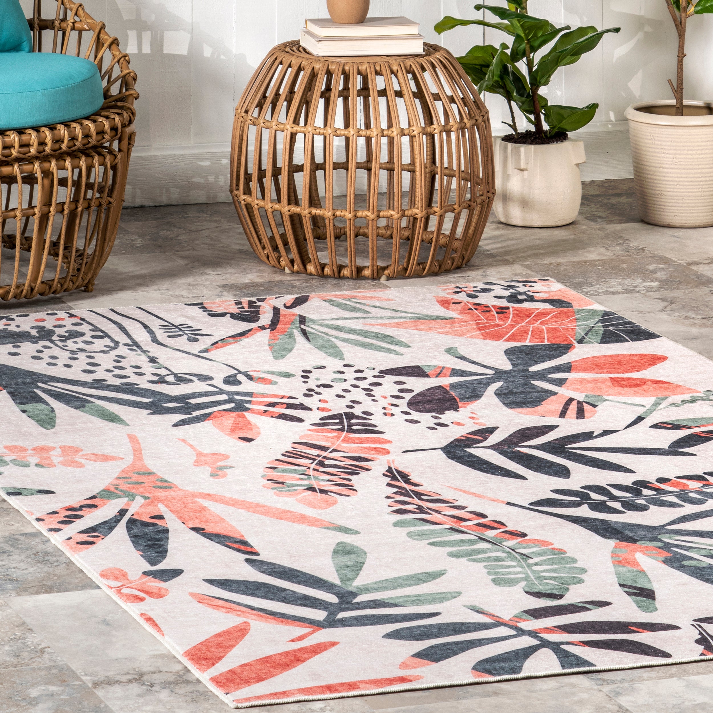 Mara Floral Machine Washable Indoor/Outdoor Area Rug - Image 9