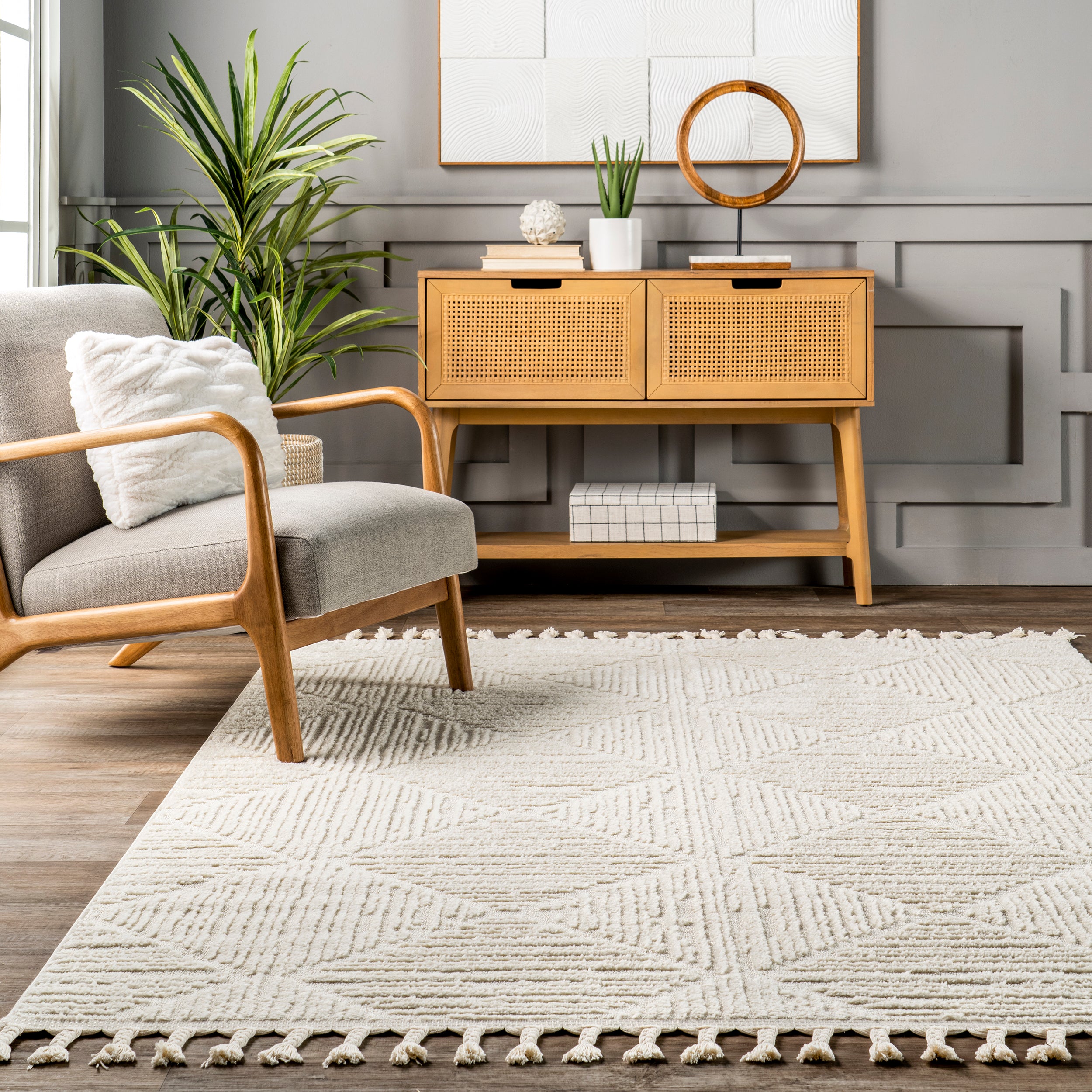 Kerry Textured Geometric Tasseled Area Rug - Image 8