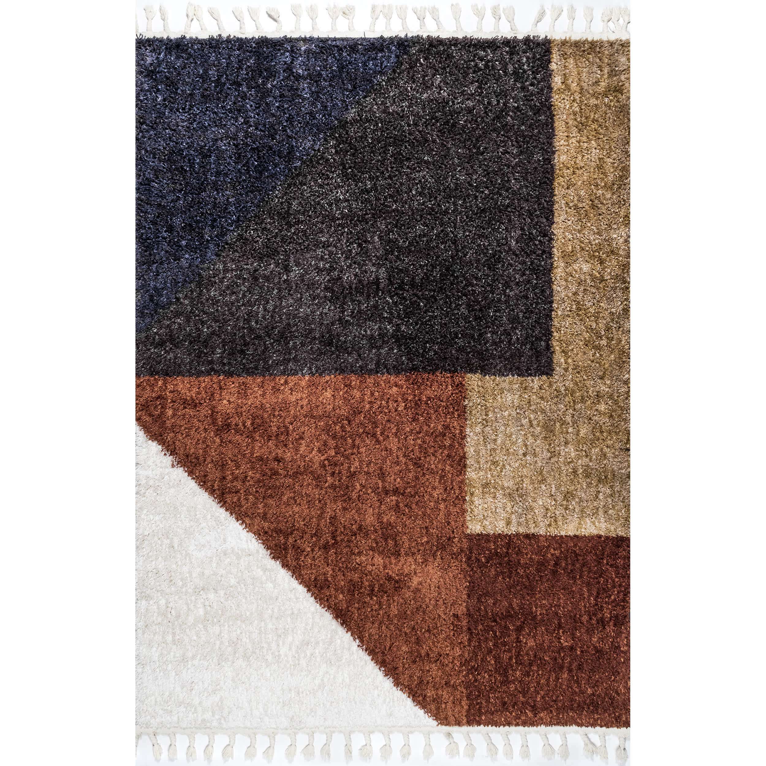 Kaylie Shaggy Modern Geometric Tassel Area Rug
