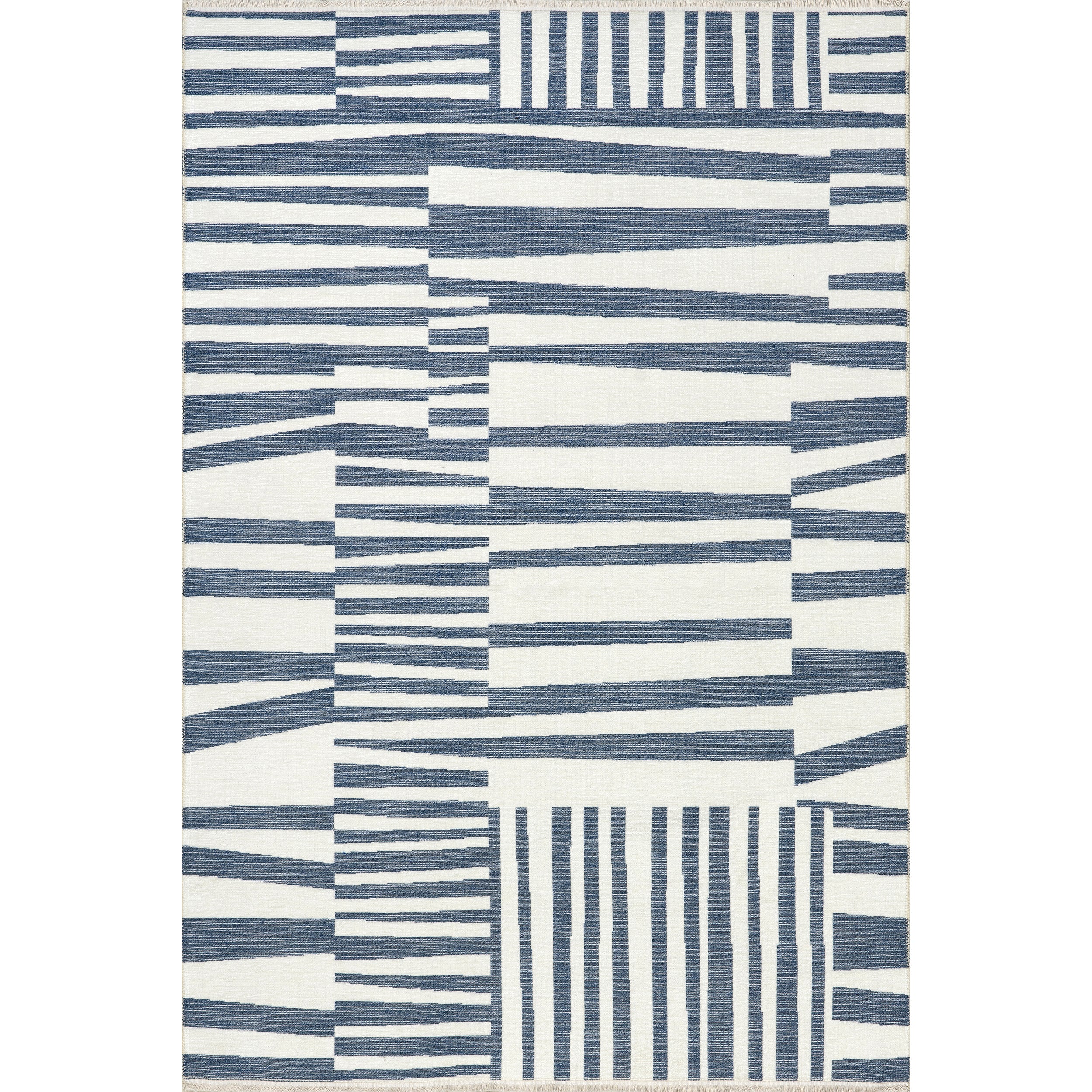 Kelcey Abstract Striped Machine Washable Area Rug