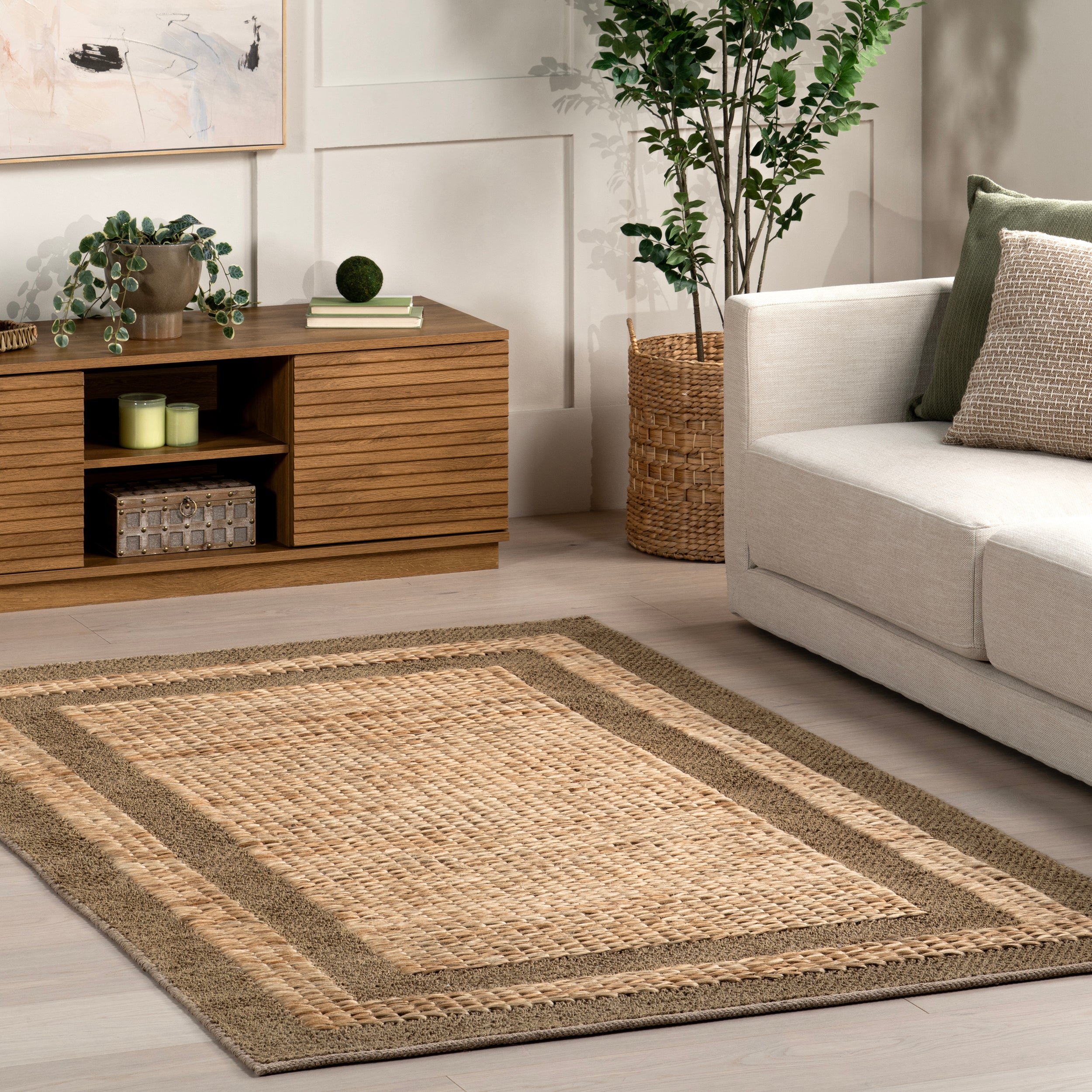 Linnett Farmhouse Bordered Jute Area Rug - Image 2