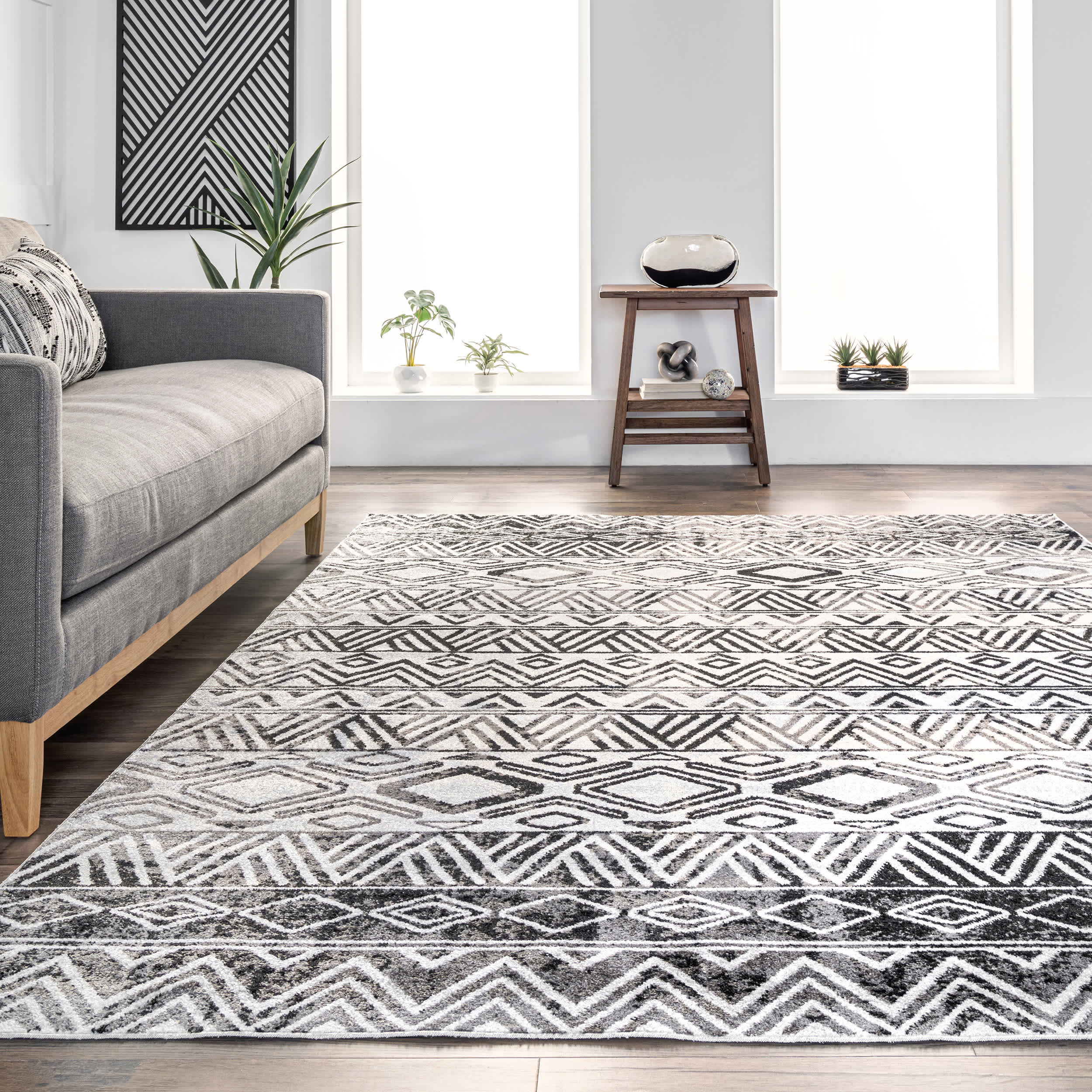 Lucci Machine Washable Aztec Area Rug - Image 8