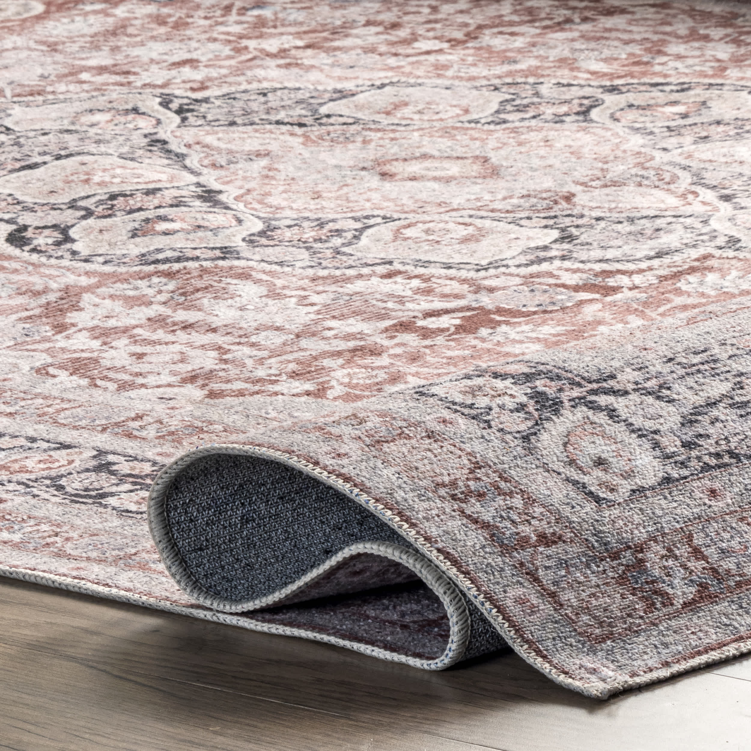 Paulina Machine Washable Traditional Floral Medallion Area Rug - Image 4