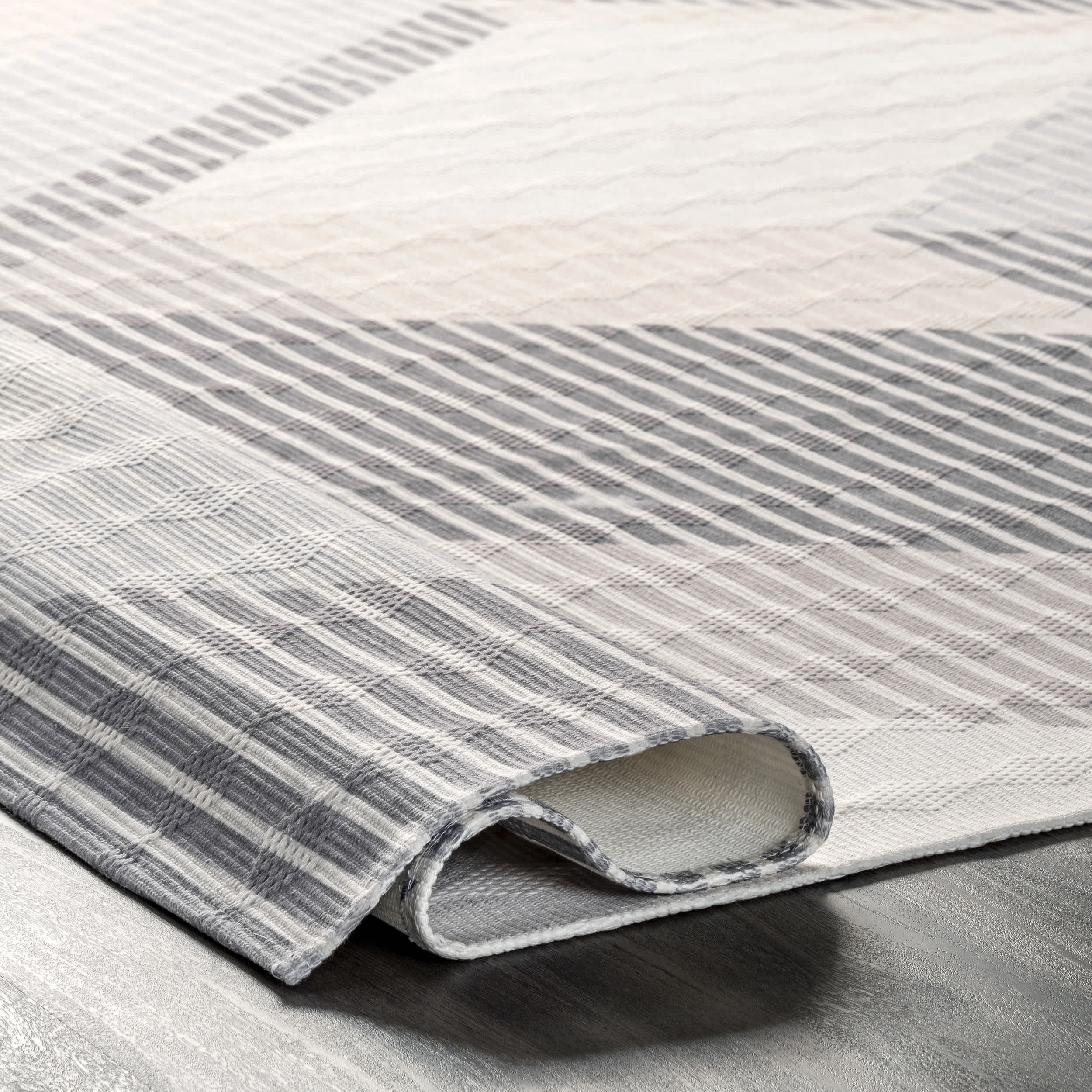 Pinstriped Abstract Washable Area Rug - Image 4