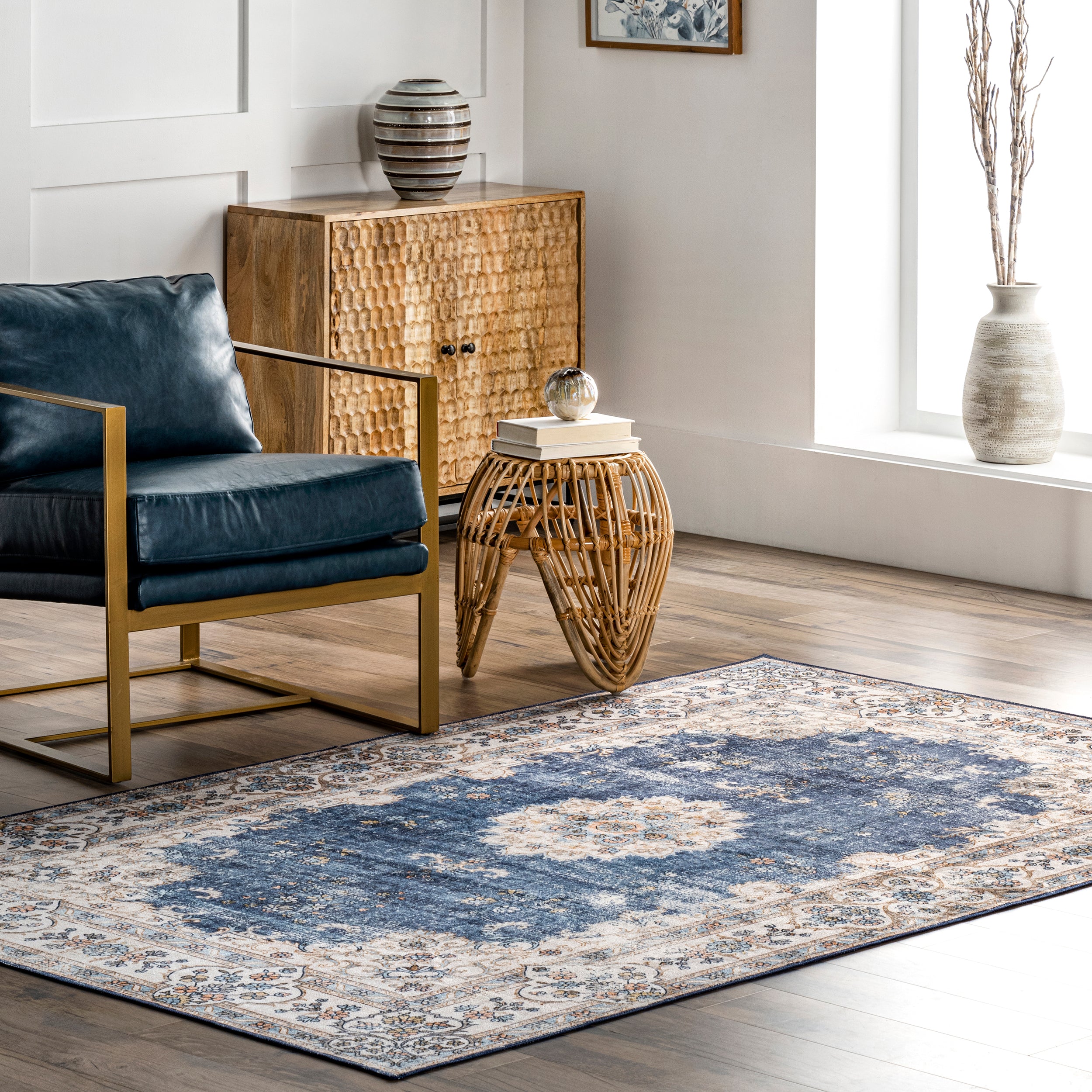 Ren Vintage Floral Machine Washable Area Rug - Image 25