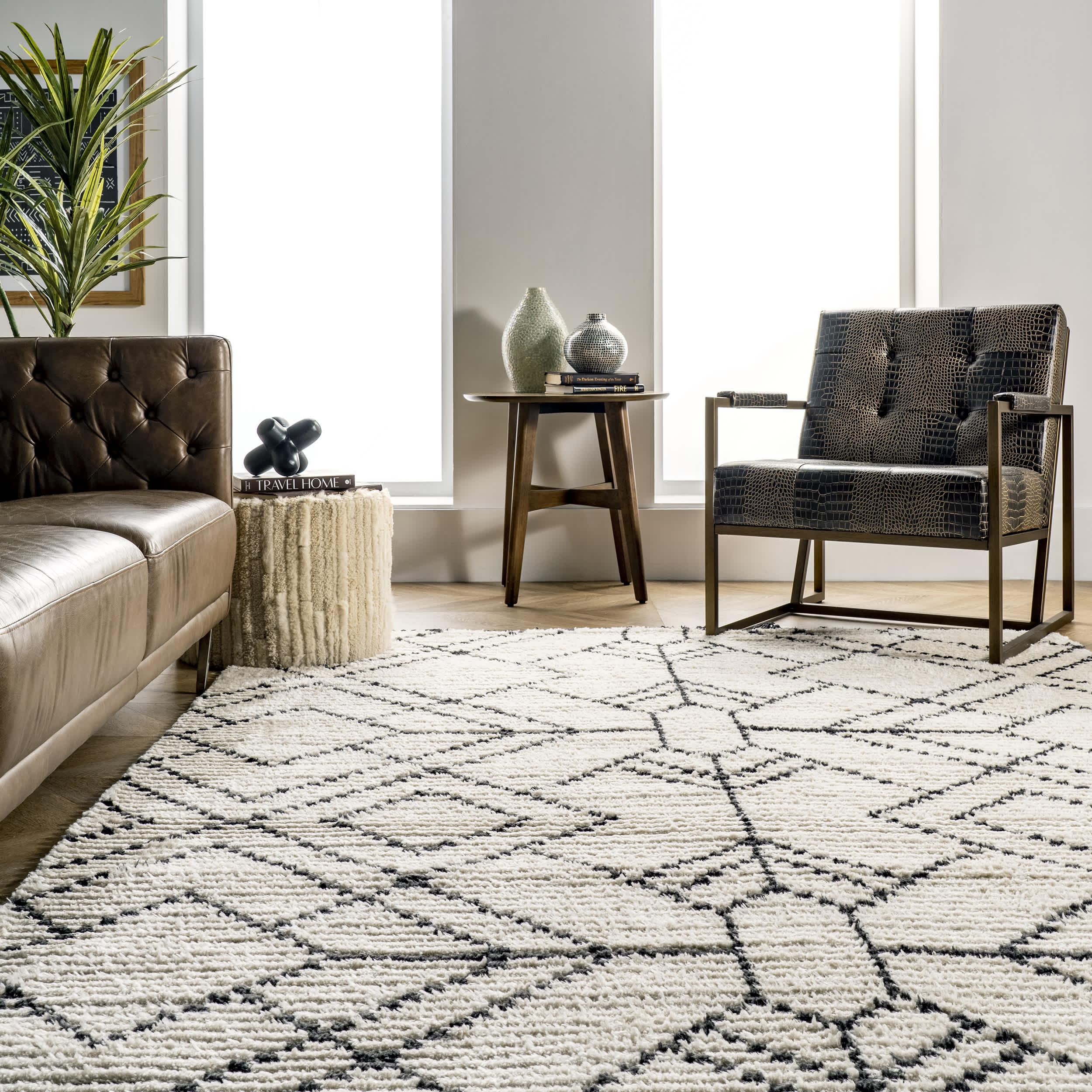 Carlina Modern Geometric Soft Shag Fringe Area Rug - Image 8