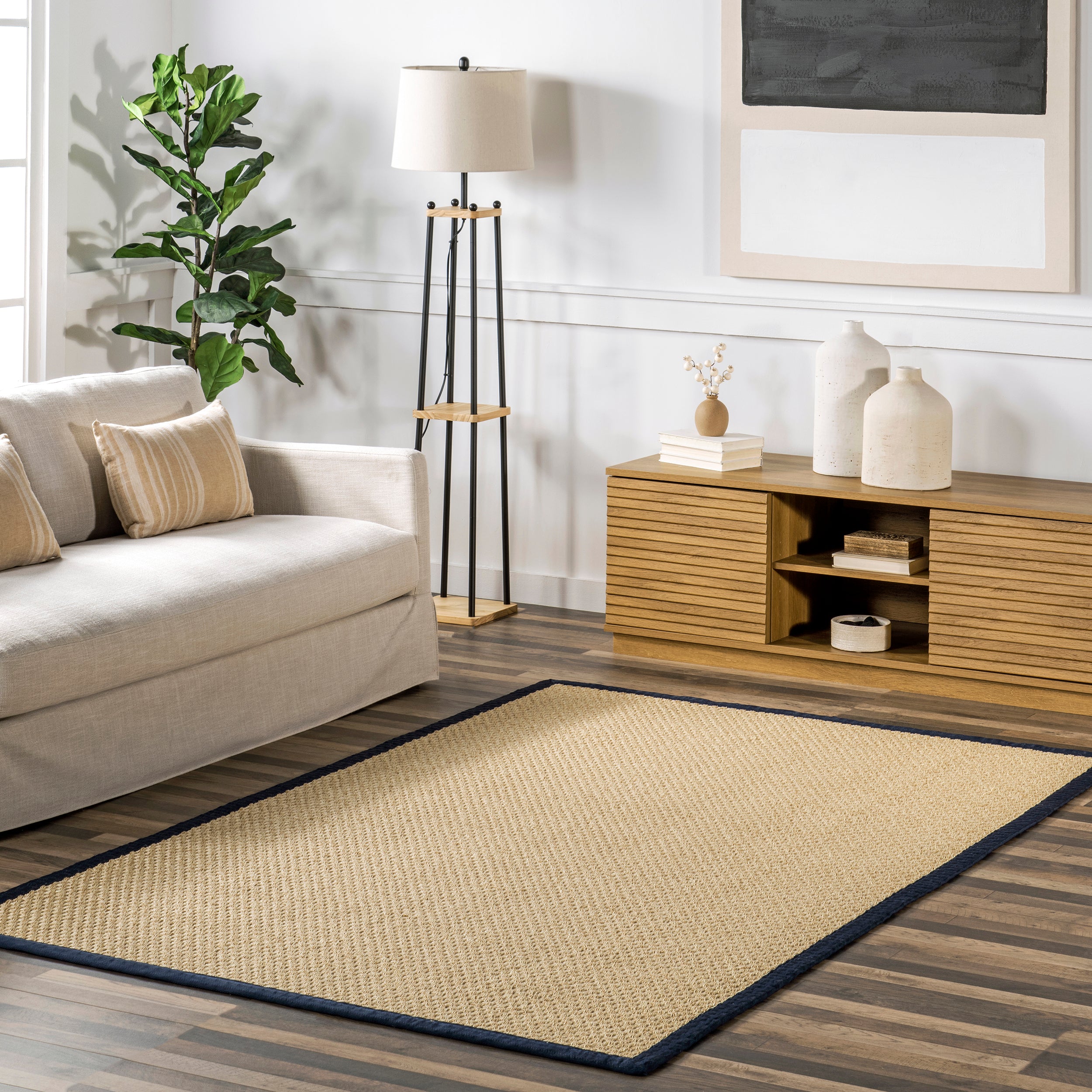 Meena Faux Seagrass Bordered Indoor/Outdoor Area Rug - Image 20