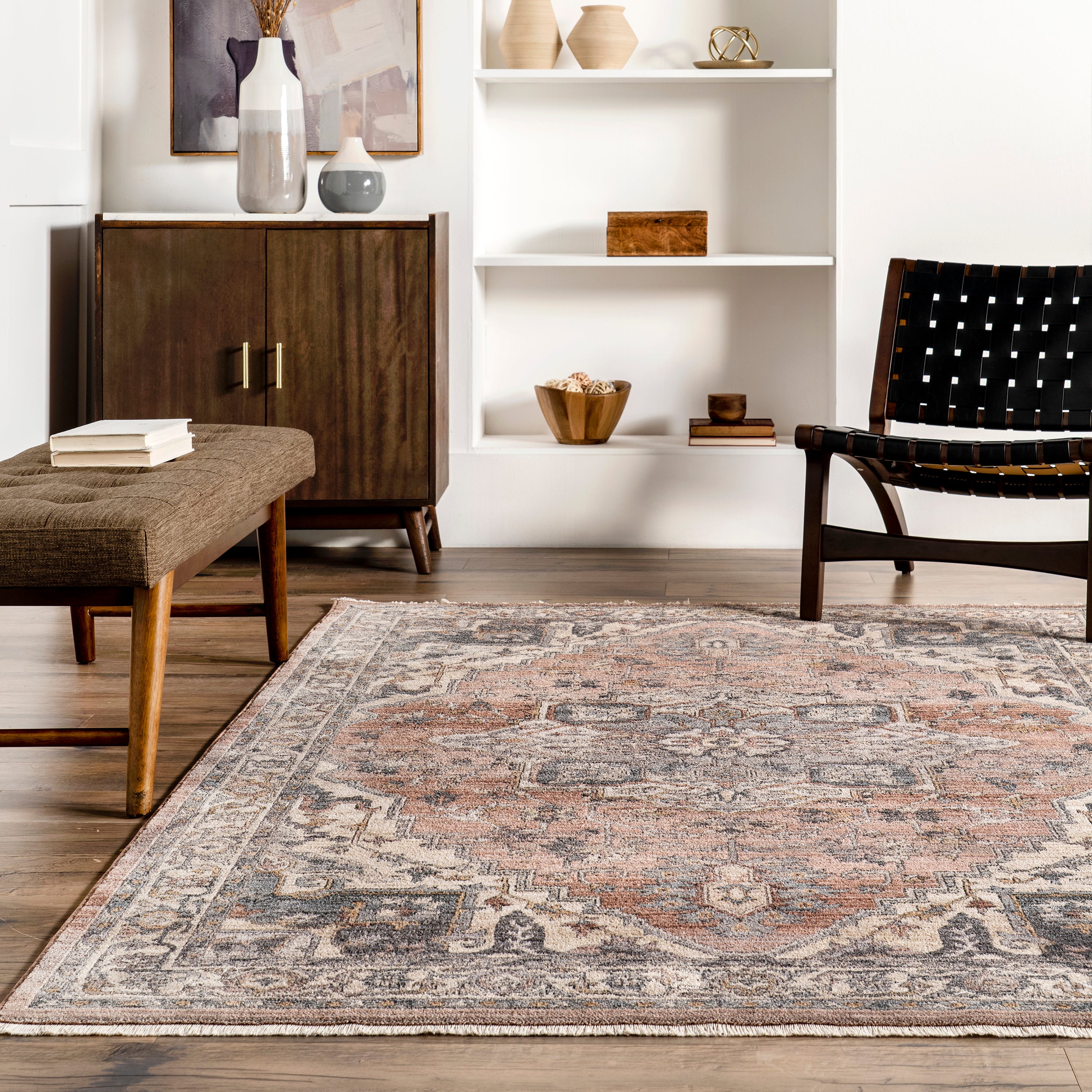 Faded Medallion Fringe Area Rug - Image 8
