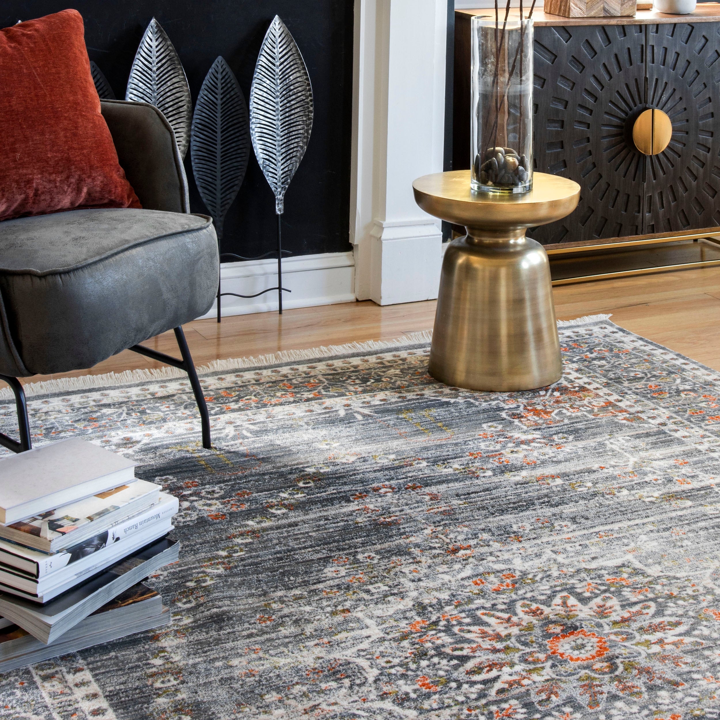 Penny Vintage Floral Medallion Area Rug - Image 9