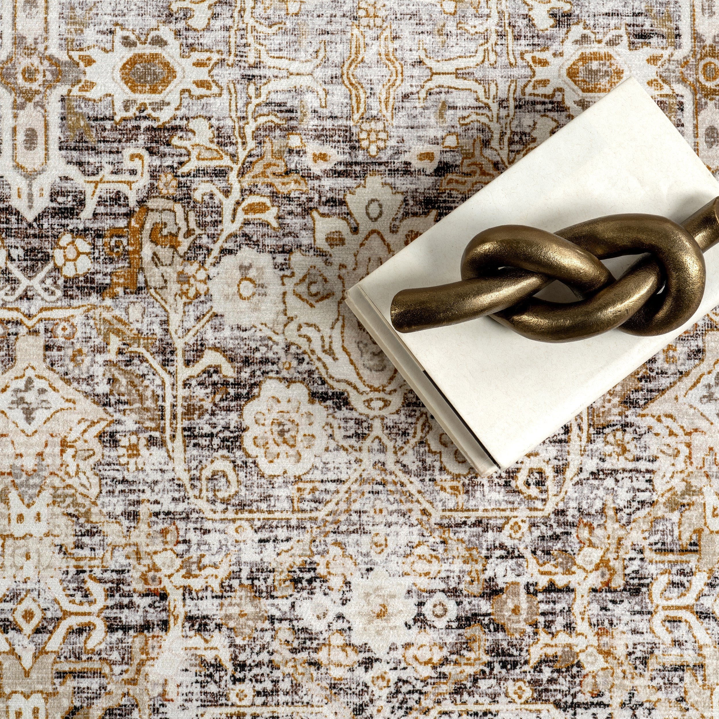 Anise Antique Floral Stain-Resistant Machine Washable Area Rug - Image 6
