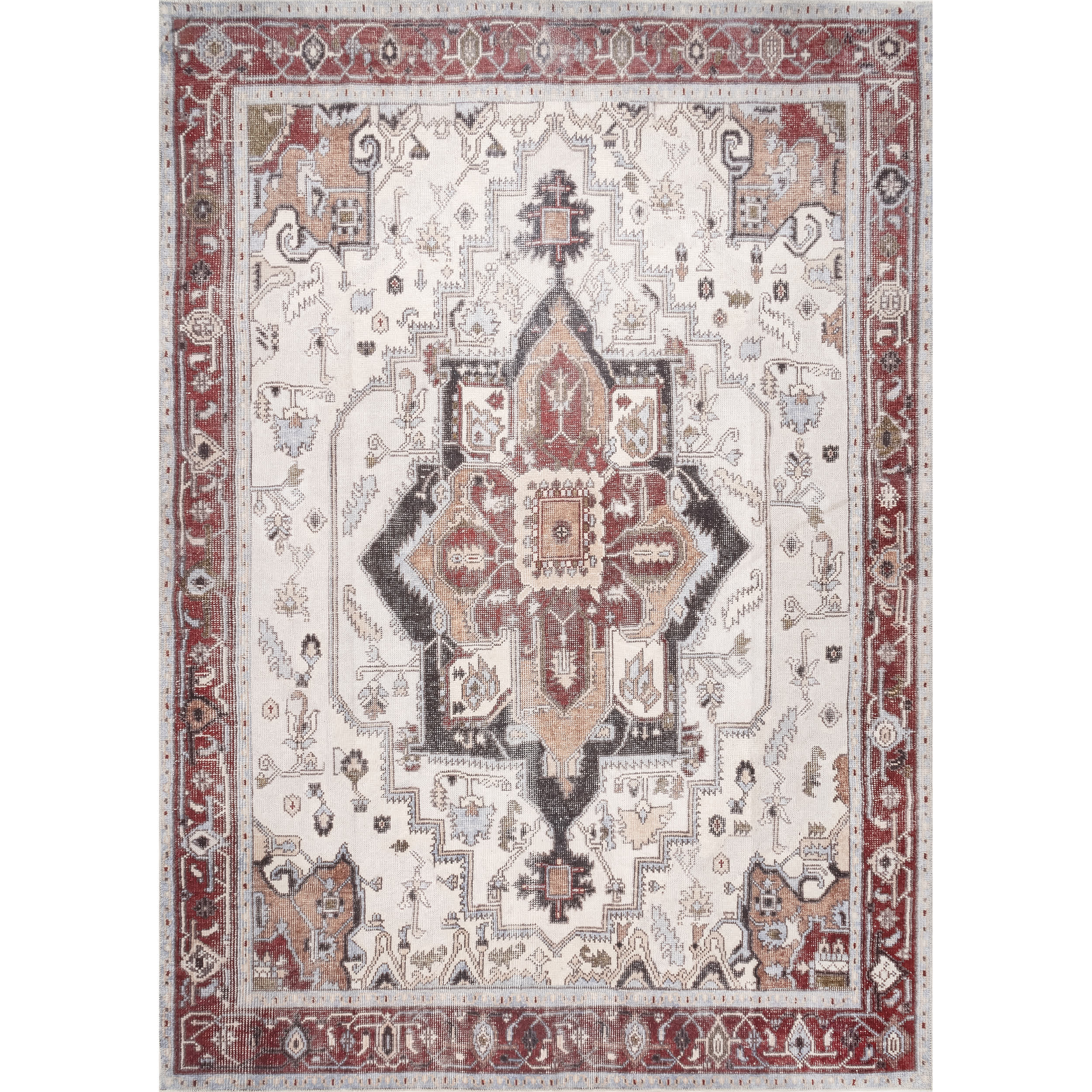 Miley Machine Washable Traditional Medallion Area Rug