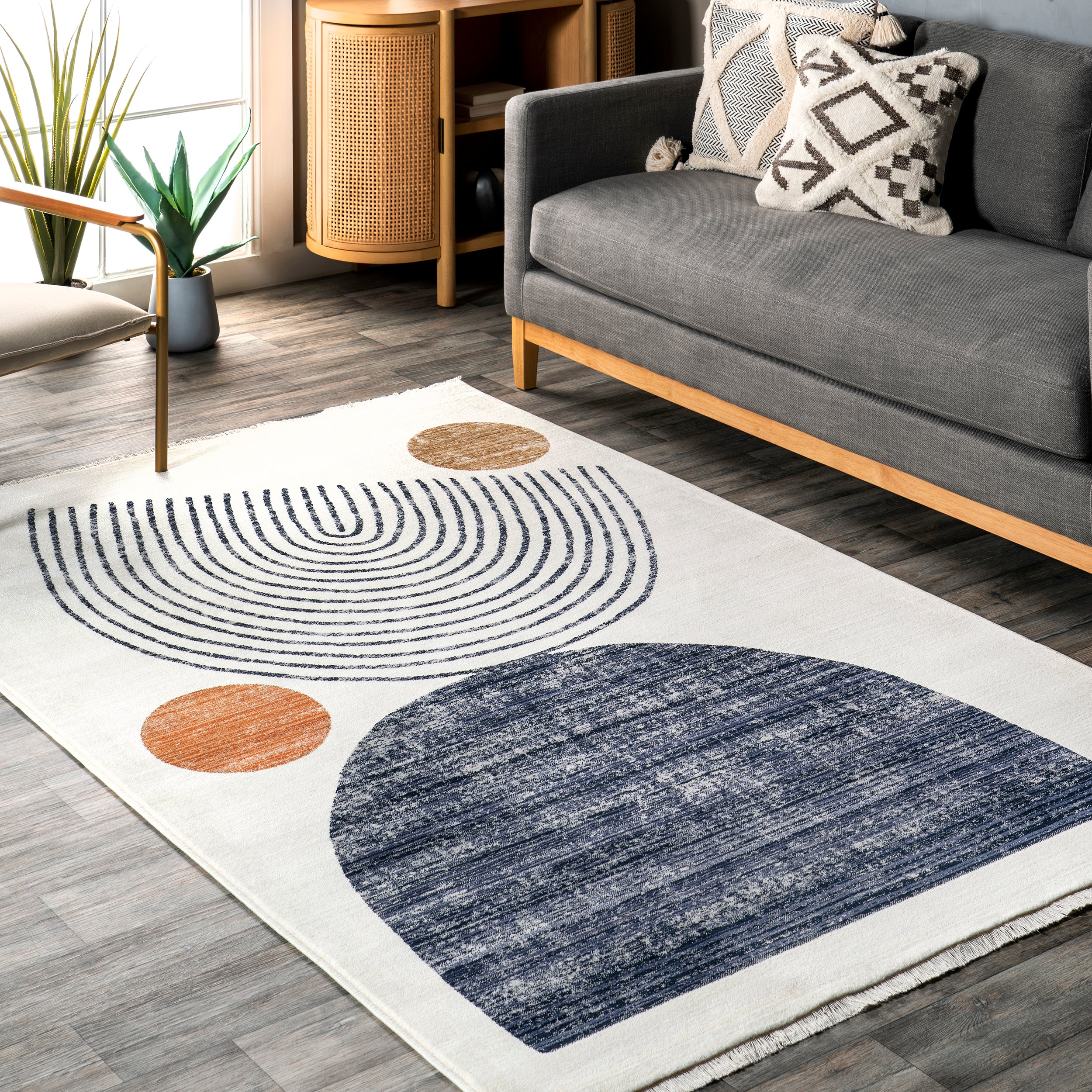 Bevin Abstract Sky Fringe Area Rug - Image 9