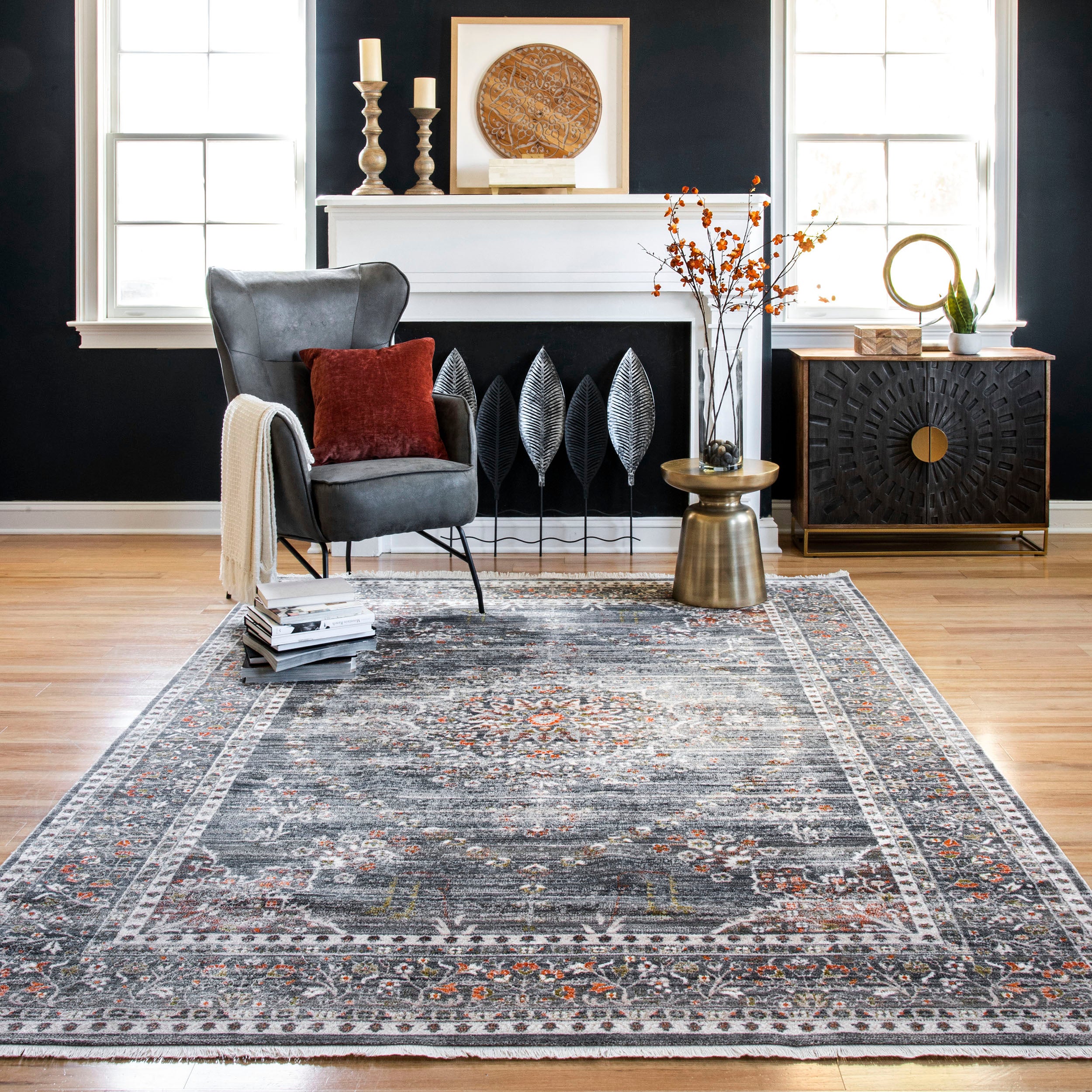 Penny Vintage Floral Medallion Area Rug - Image 2