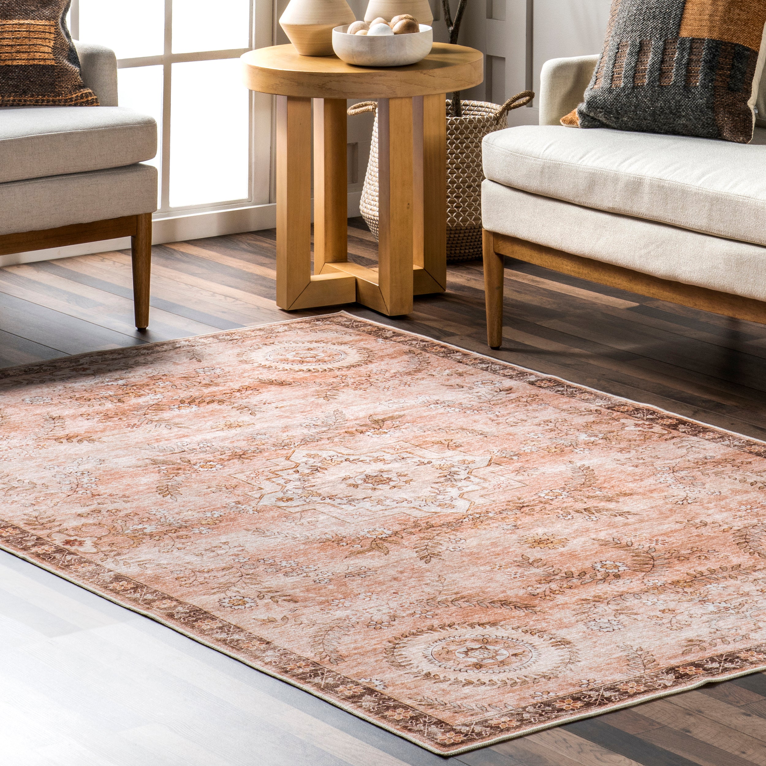 Kirsi Vintage Medallions Machine Washable Area Rug - Image 9