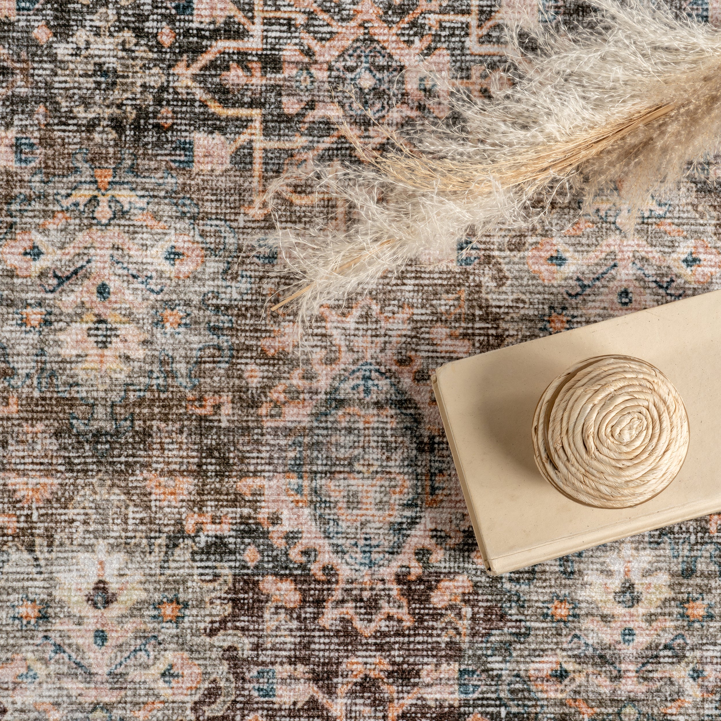 Keziah Vintage Medallion Stain-Resistant Machine Washable Area Rug - Image 6