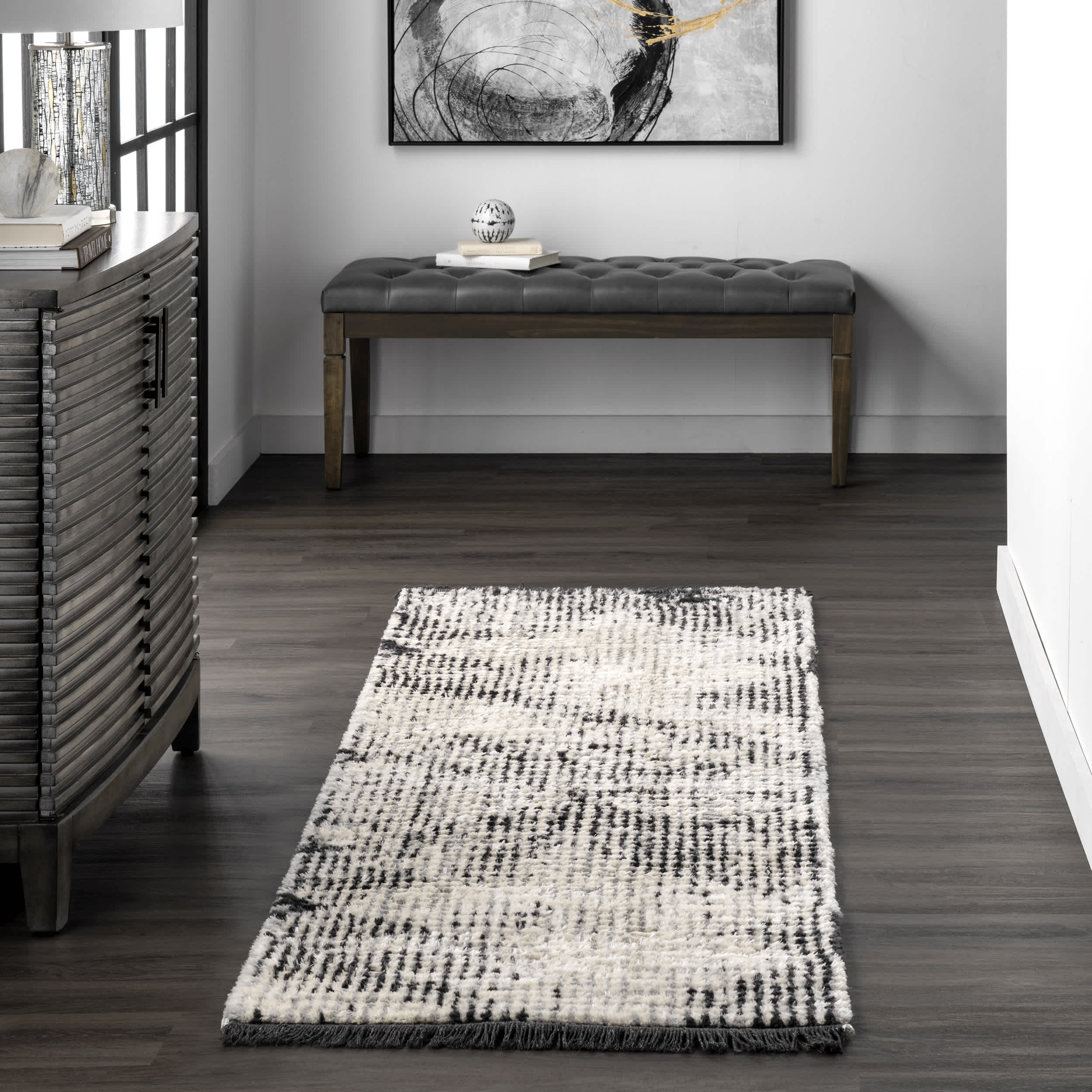 Mandi Soft Shag Abstract Fringe Area Rug - Image 10