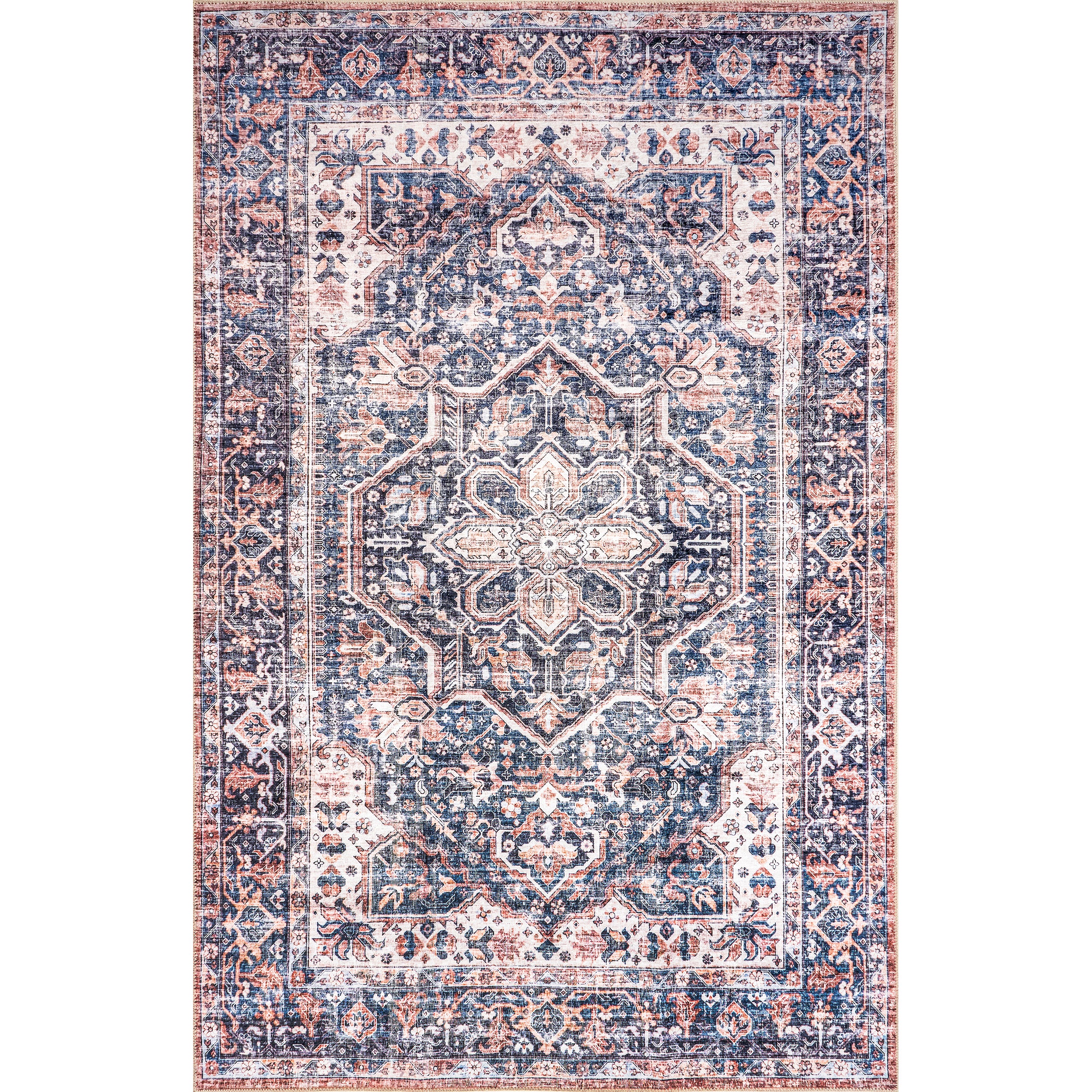 Kay Distressed Stain-Resistant Machine Washable Area Rug