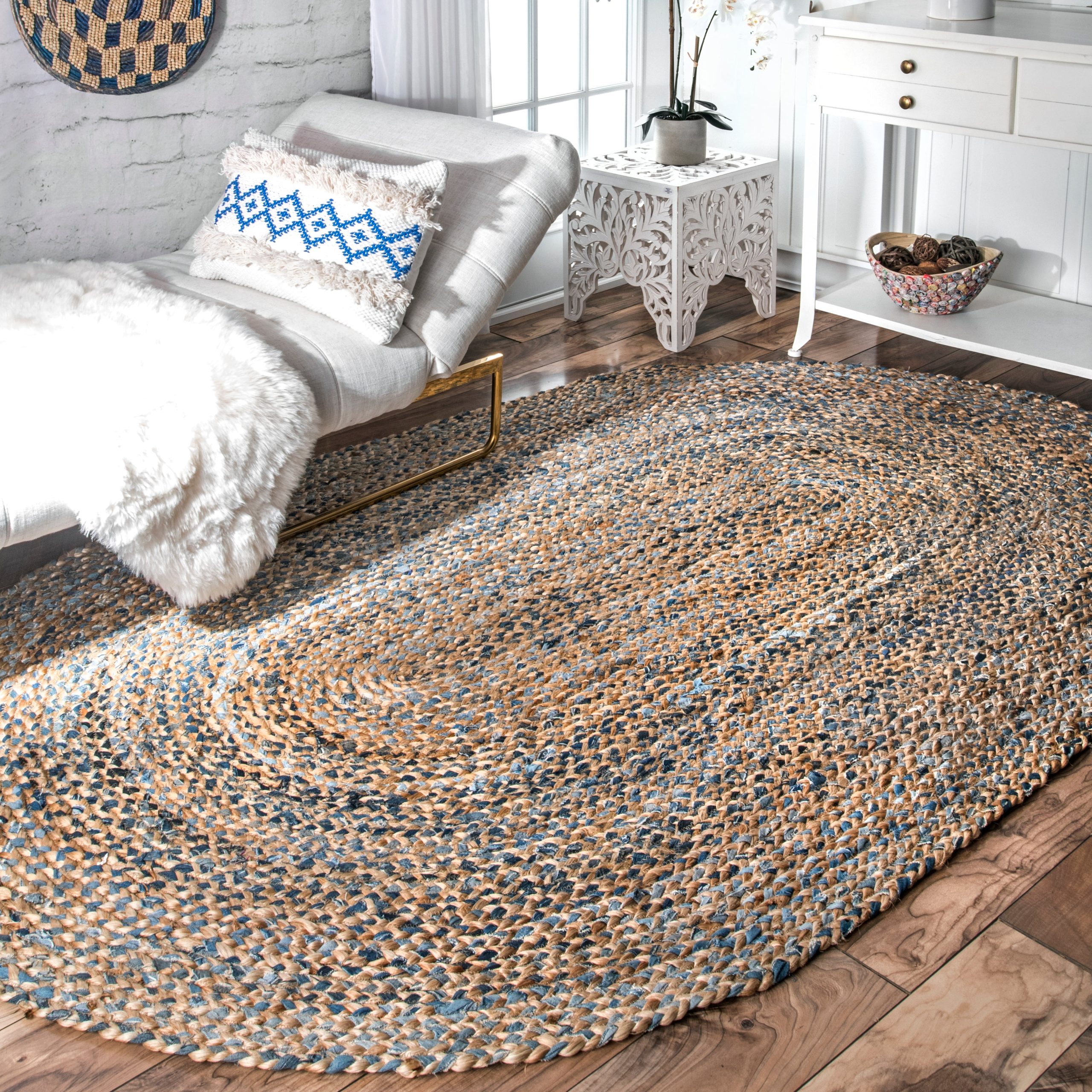 Eliz Braided Denim and Jute Area Rug - Image 10
