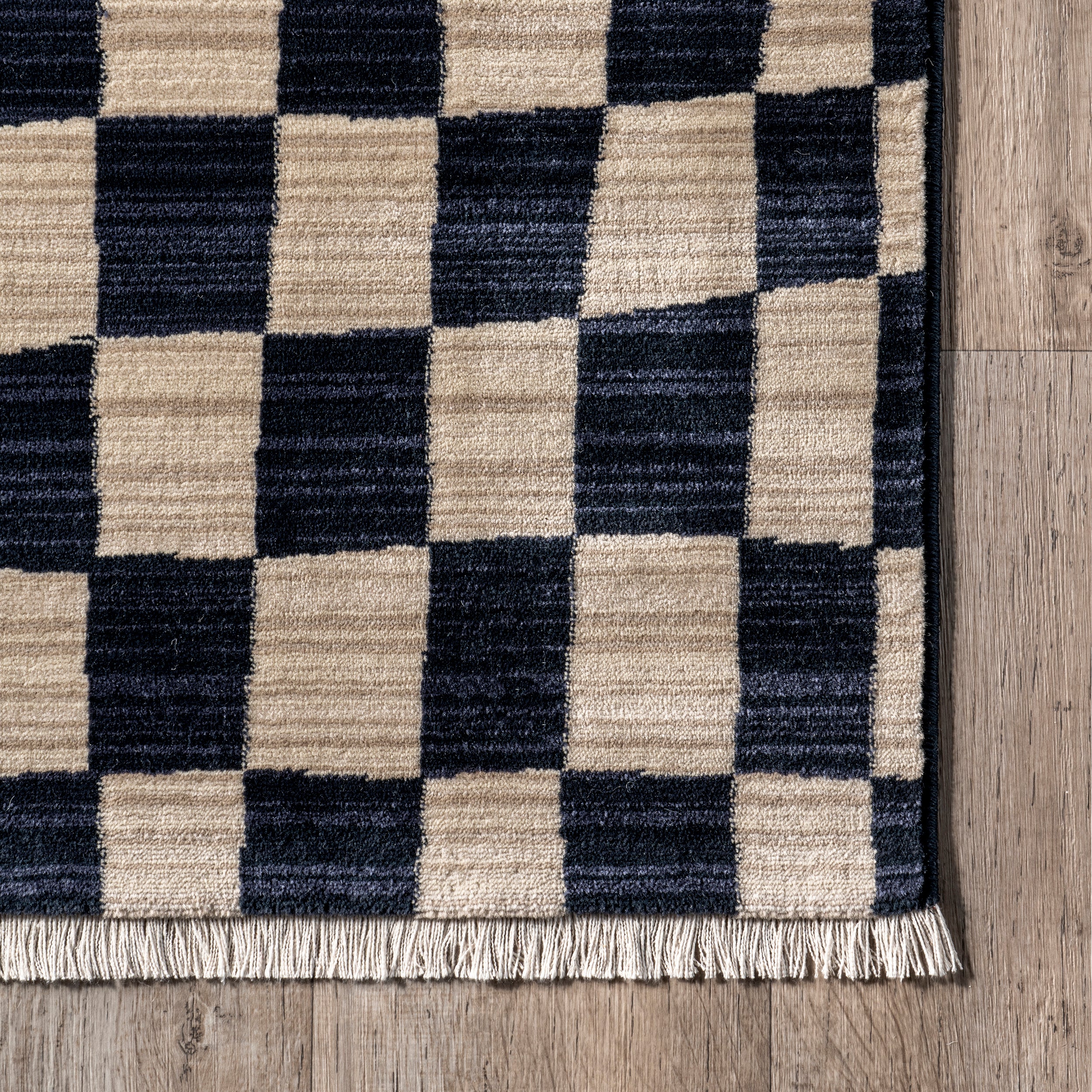 Dominique Abstract Checkered Fringe Area Rug - Image 5