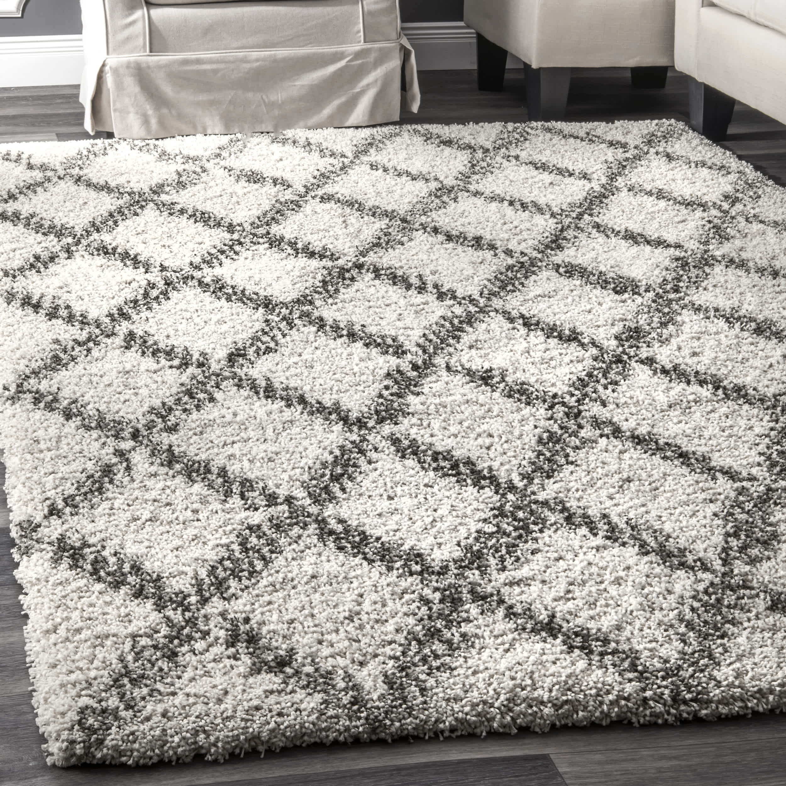 Sharika Lattice Shaggy Area Rug - Image 2