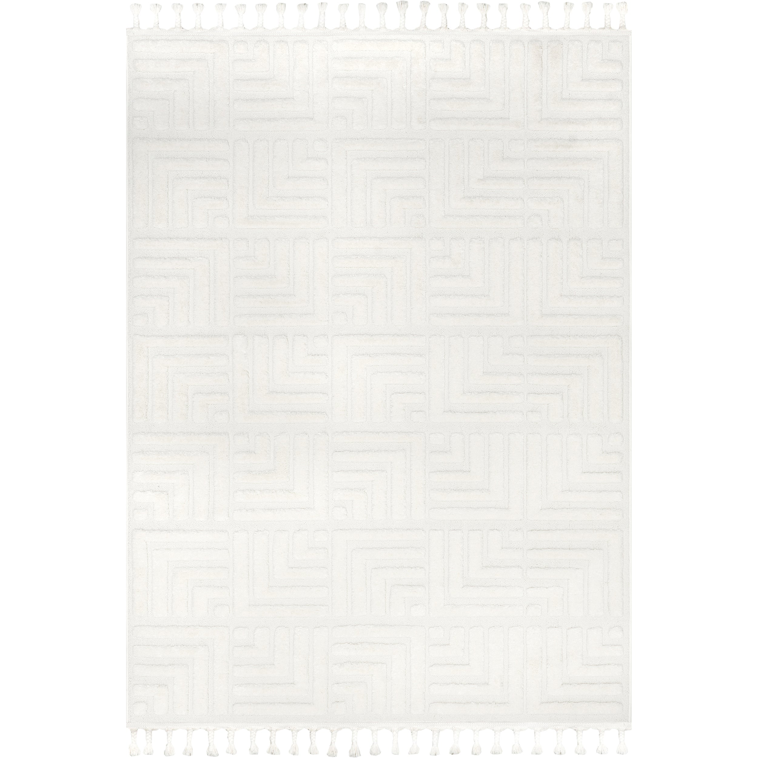 Kerensa Geometric Maze Tasseled Area Rug