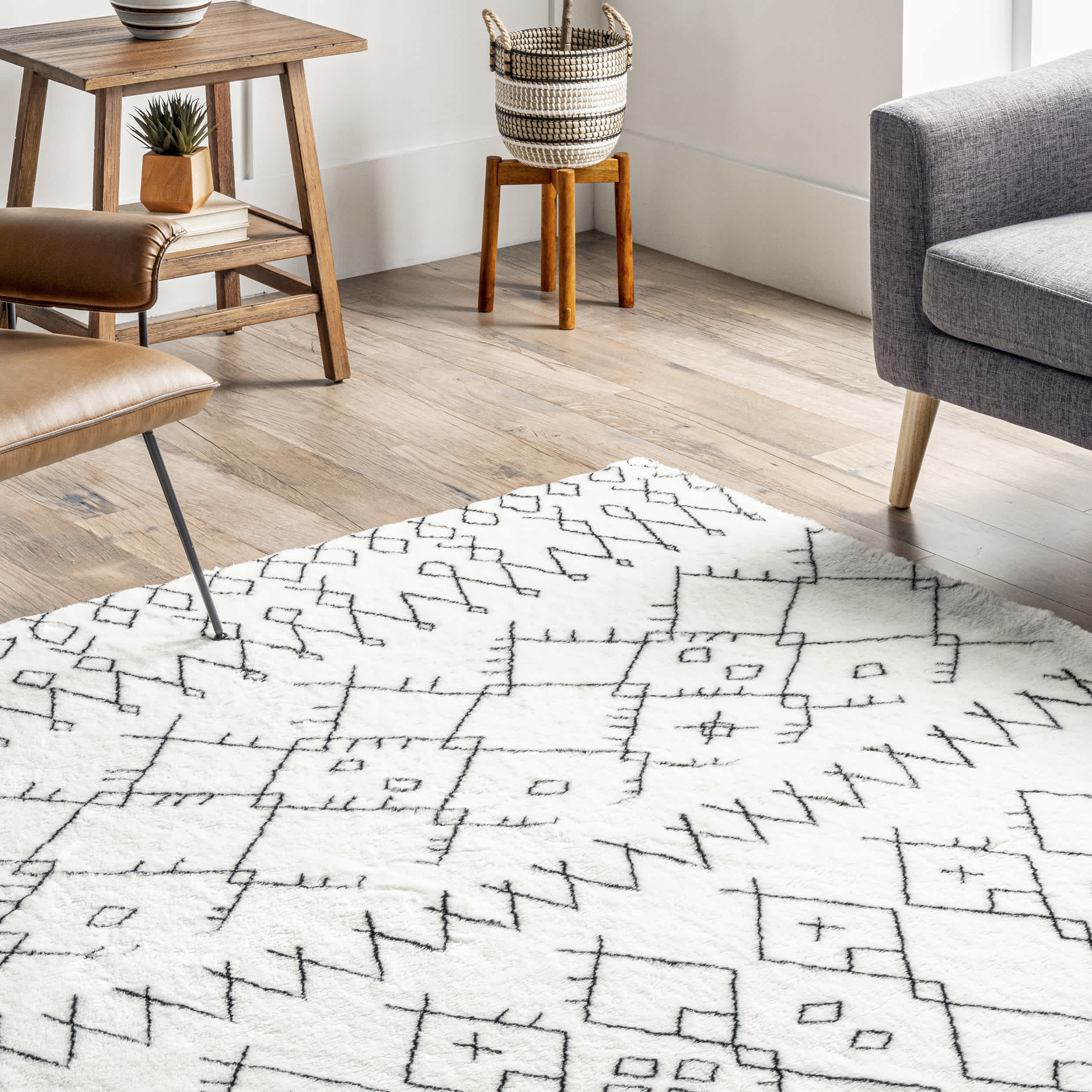 Tribal Striped Washable Shag Area Rug - Image 9