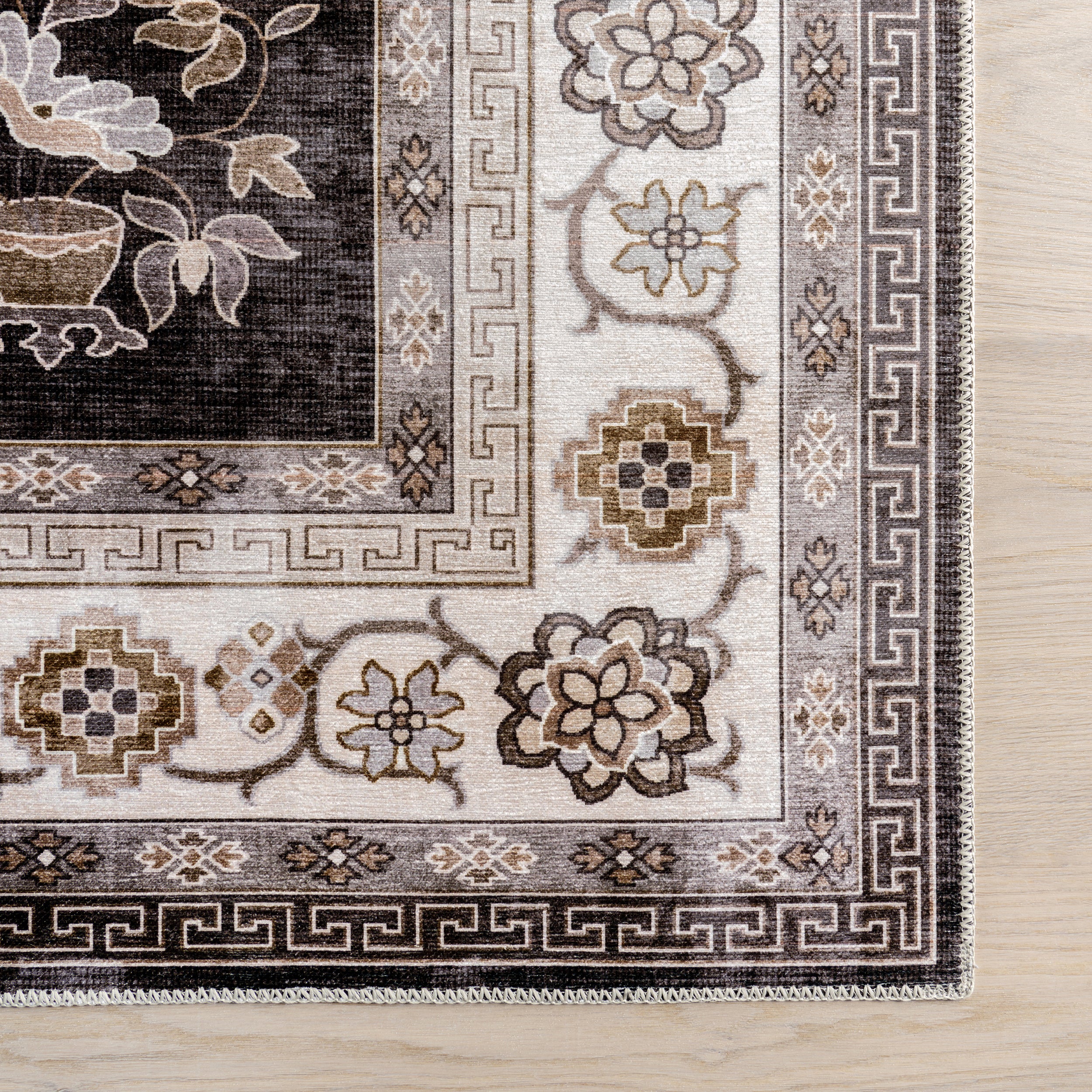 Verity SplashGuard Traditional Medallion Machine Washable Area Rug - Image 24