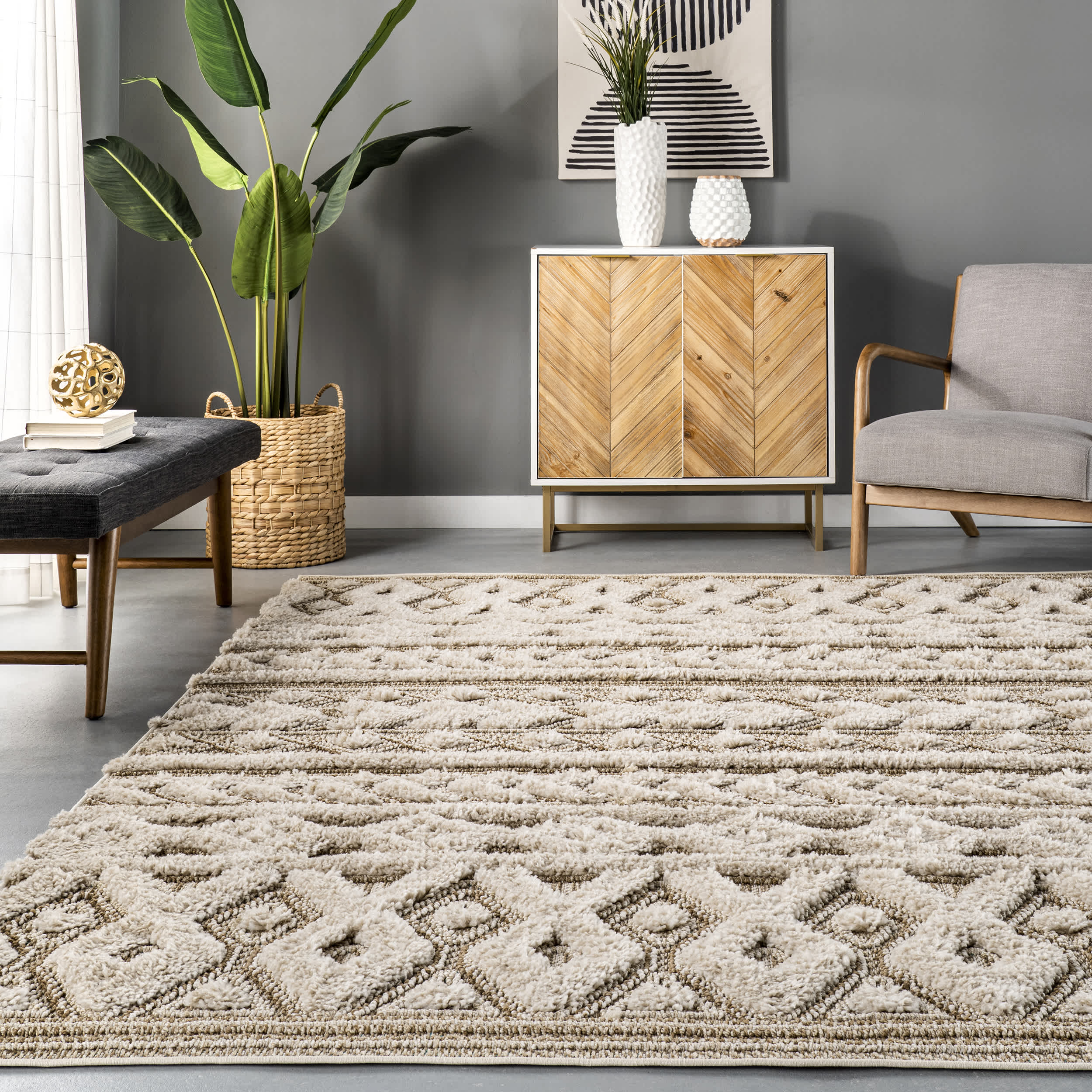 Rebecca High Low Textured Shaggy Area Rug - Image 17