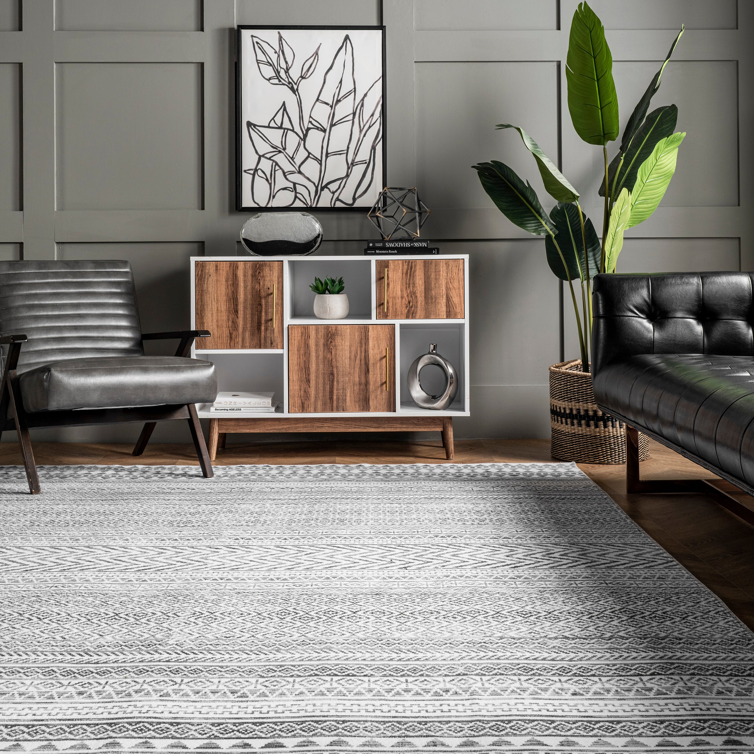 Kira Machine Washable Tribal Geometric Area Rug - Image 8